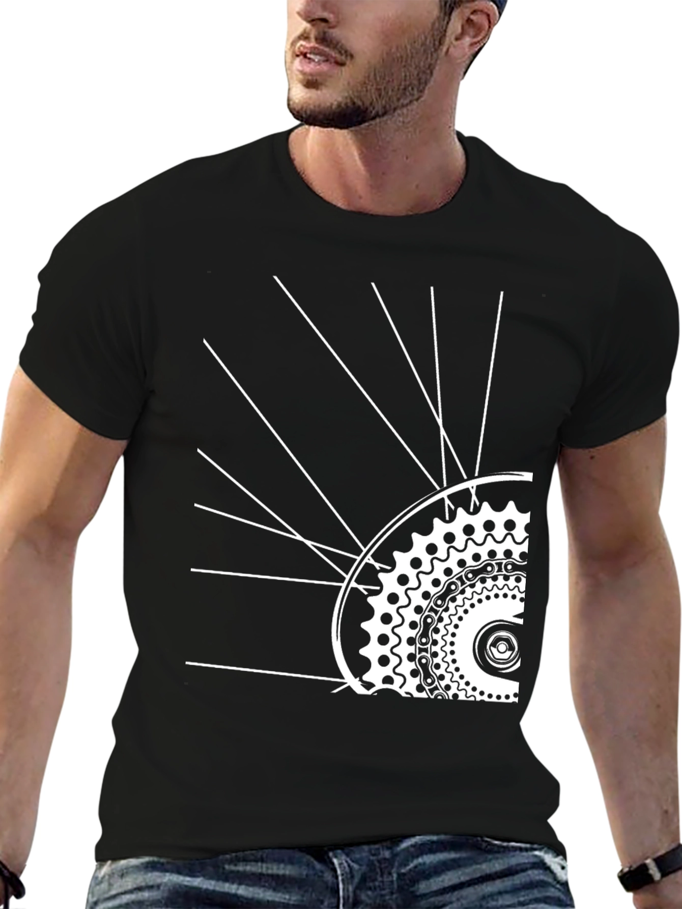 Cool Bike Wheel Graphic Tee - Black