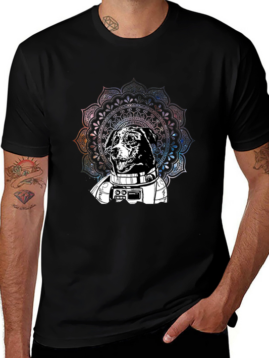 Astronaut Dog Mandala Graphic T-Shirt