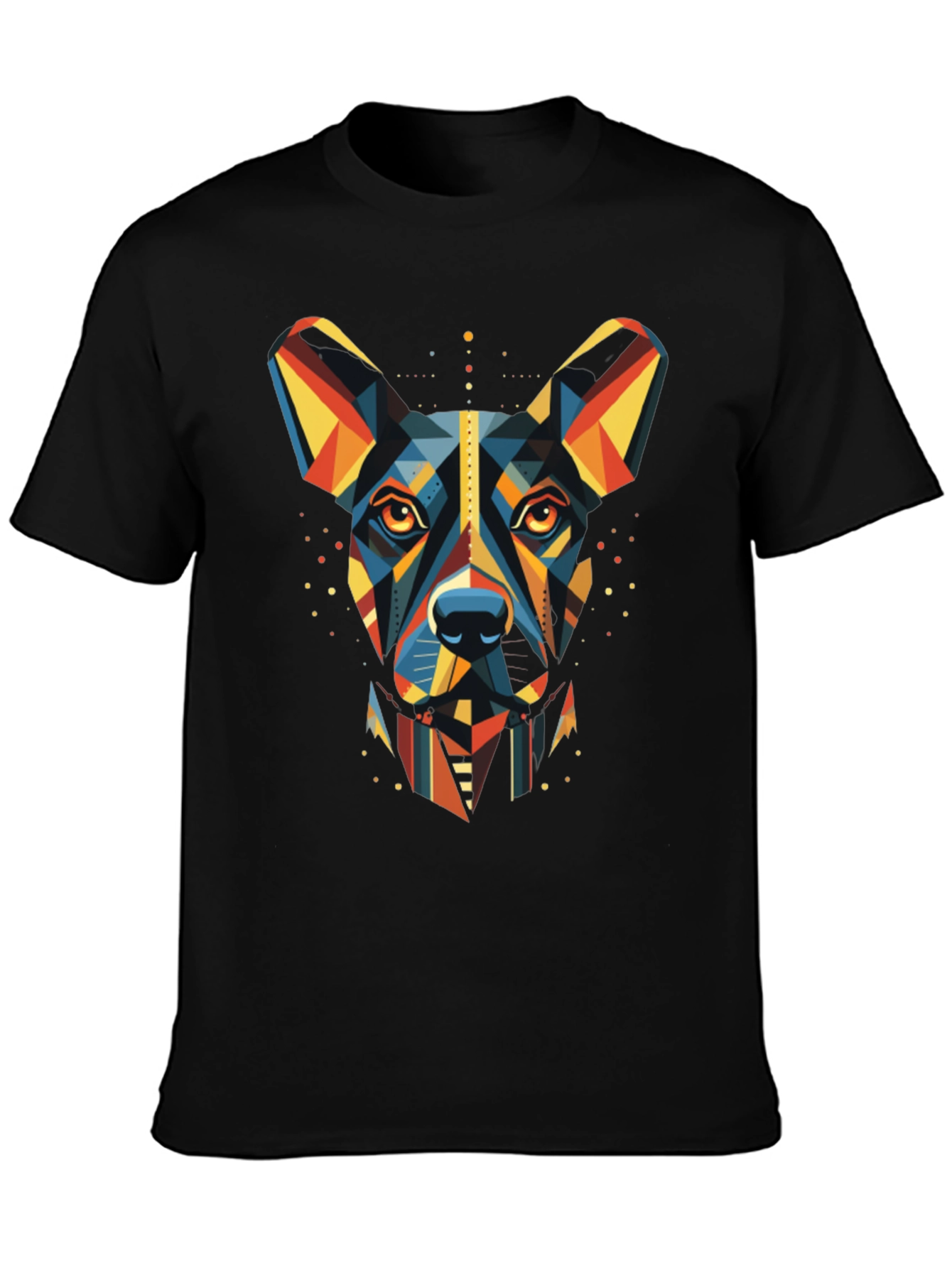 Geometric Dog Print Black T-Shirt