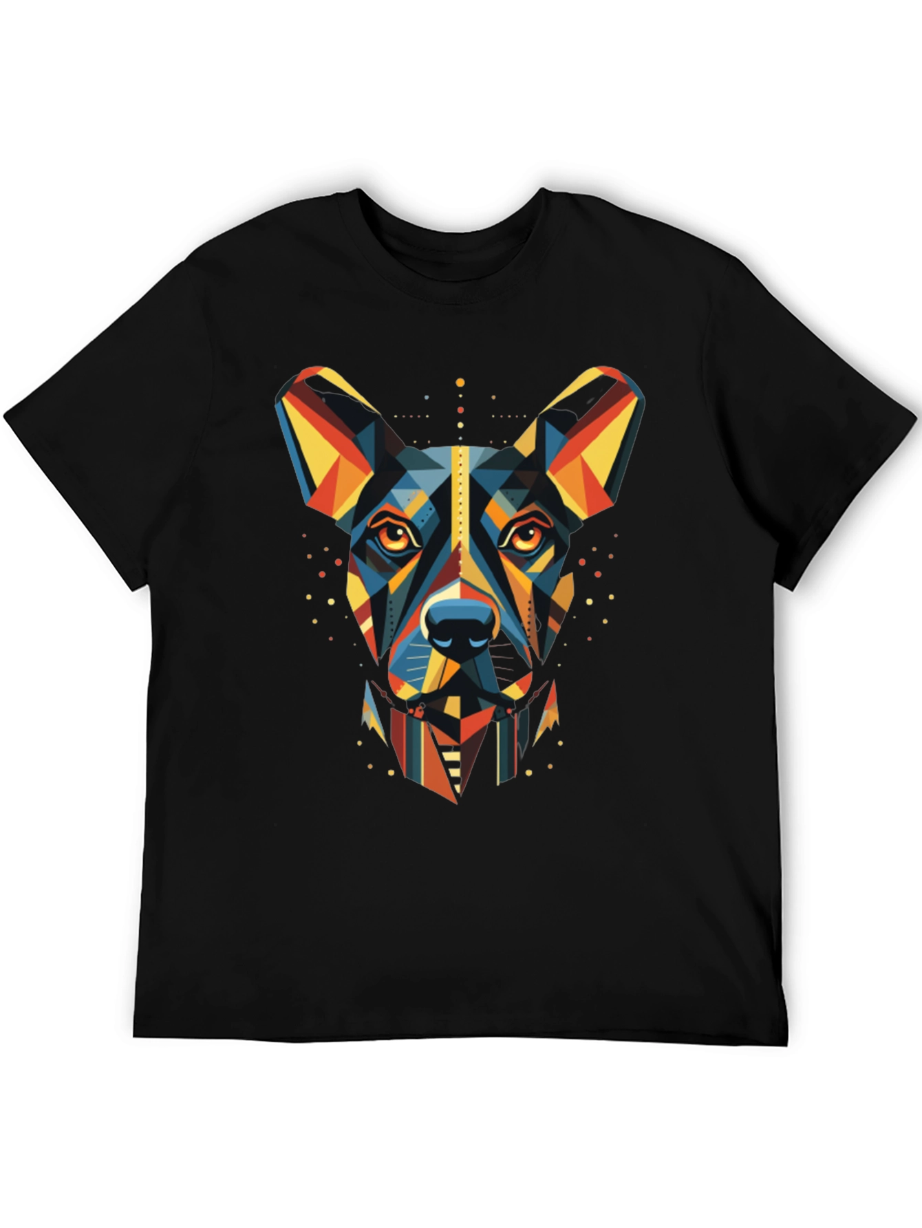 Geometric Dog Print Black T-Shirt