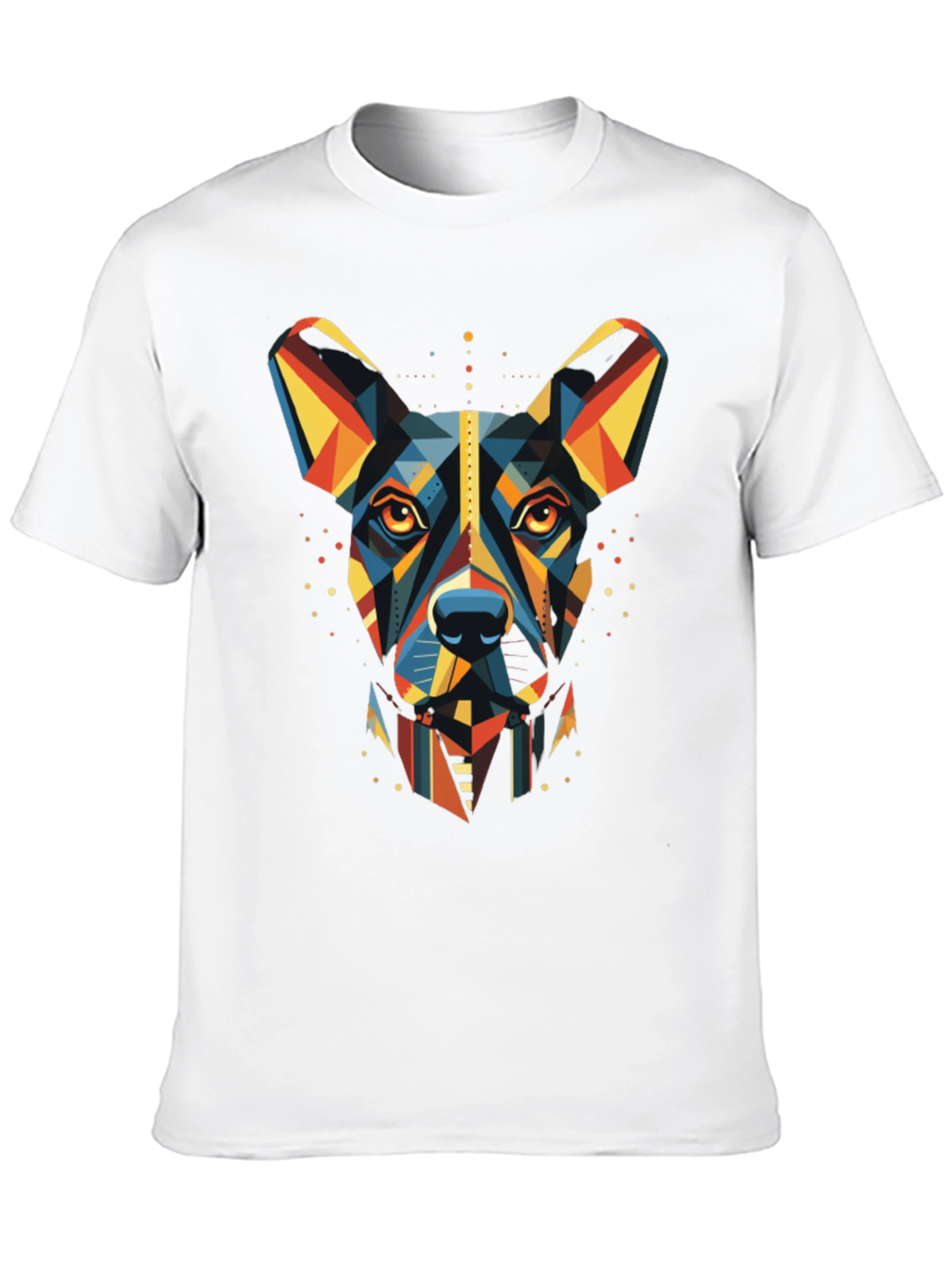 Geometric Dog Print Black T-Shirt