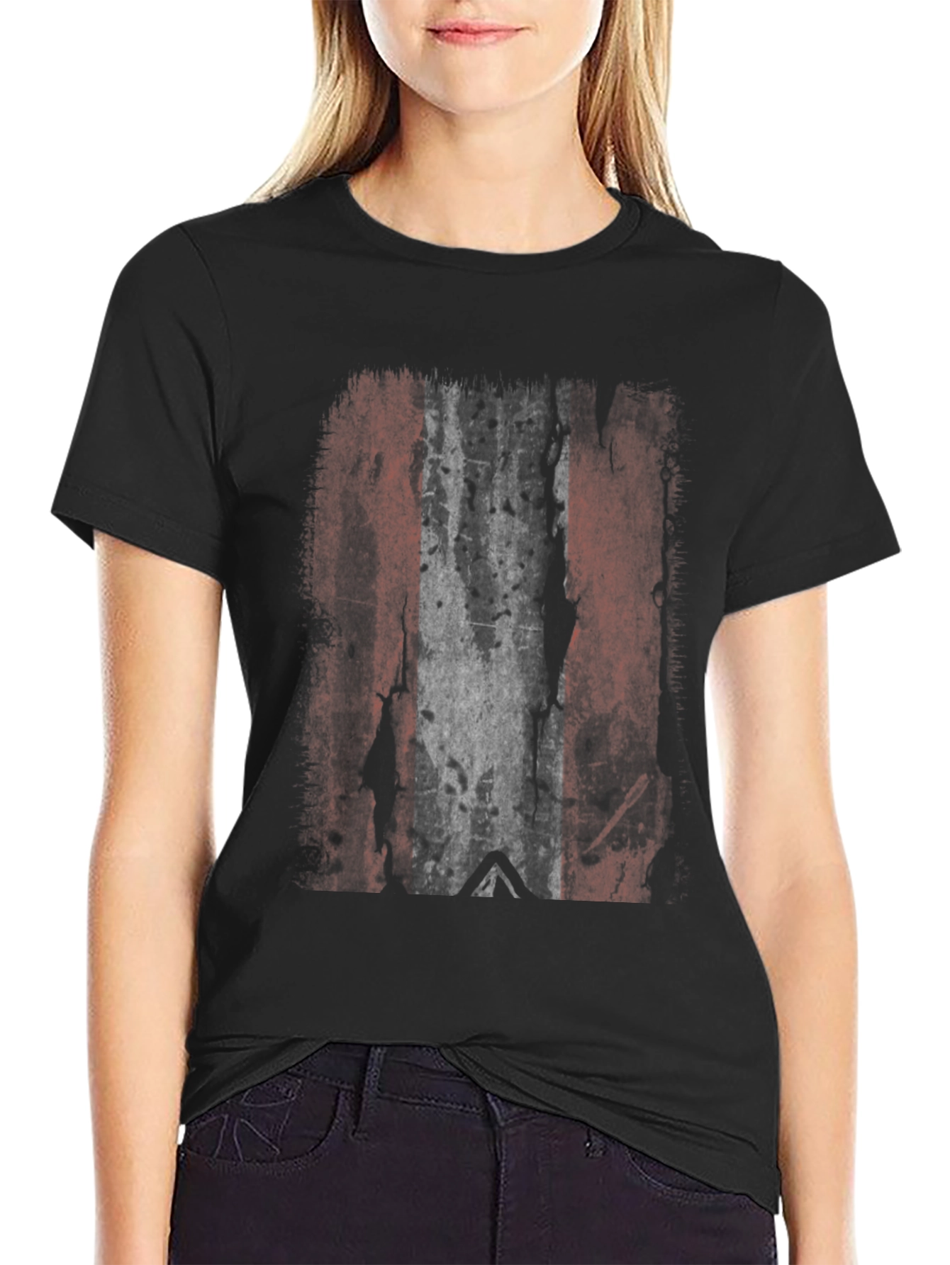 Distressed Flag Graphic Tee - Black