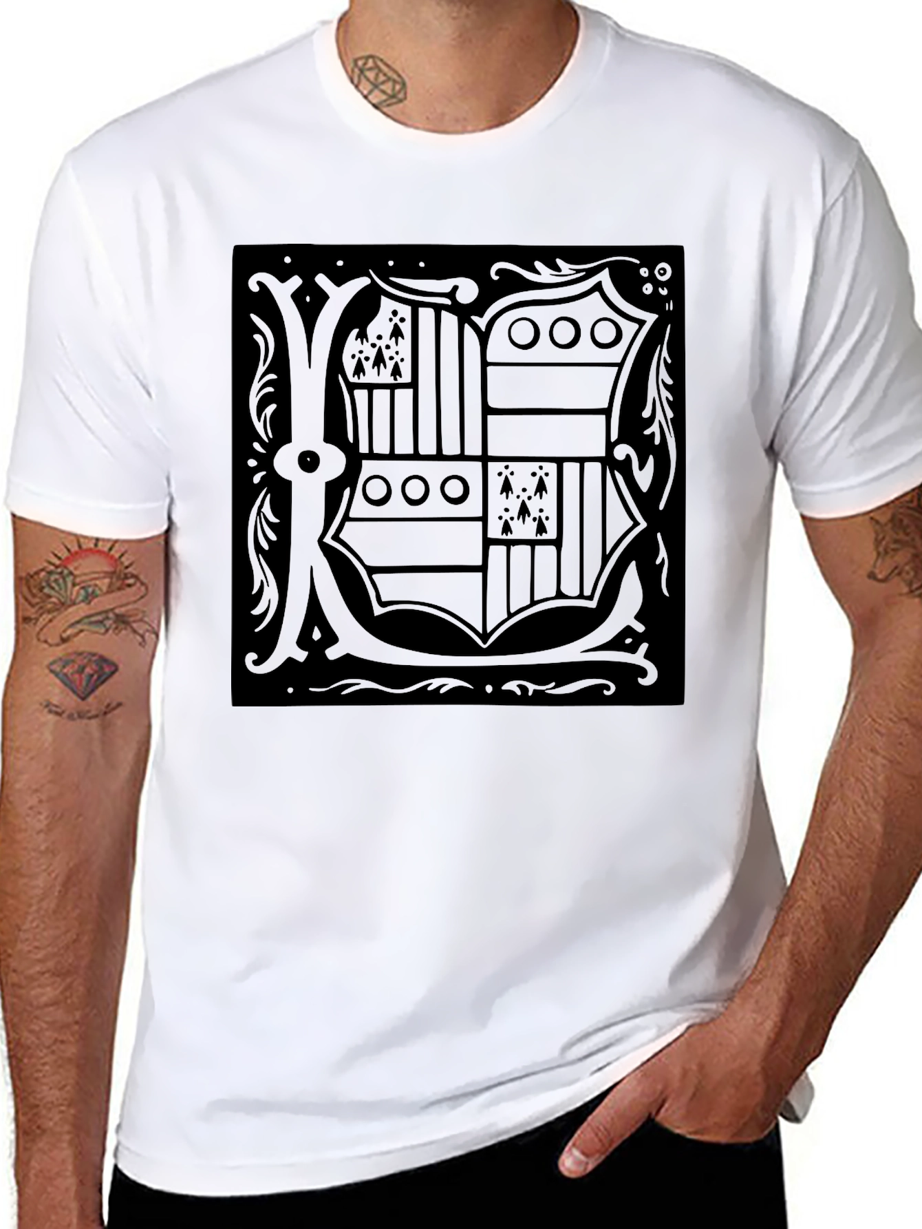 Monochrome Crest Graphic Tee