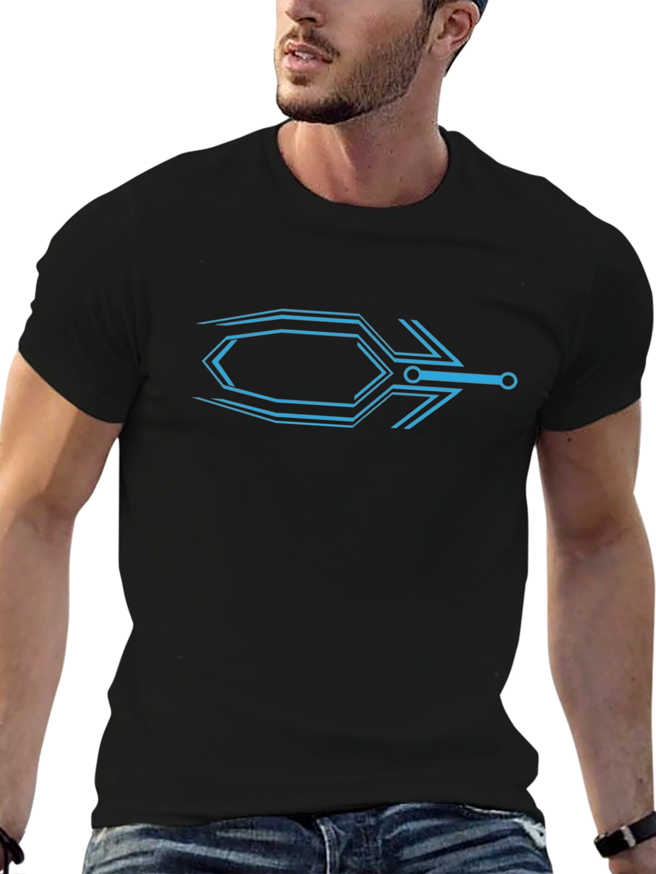 Futuristic Arrow Graphic Black T-Shirt