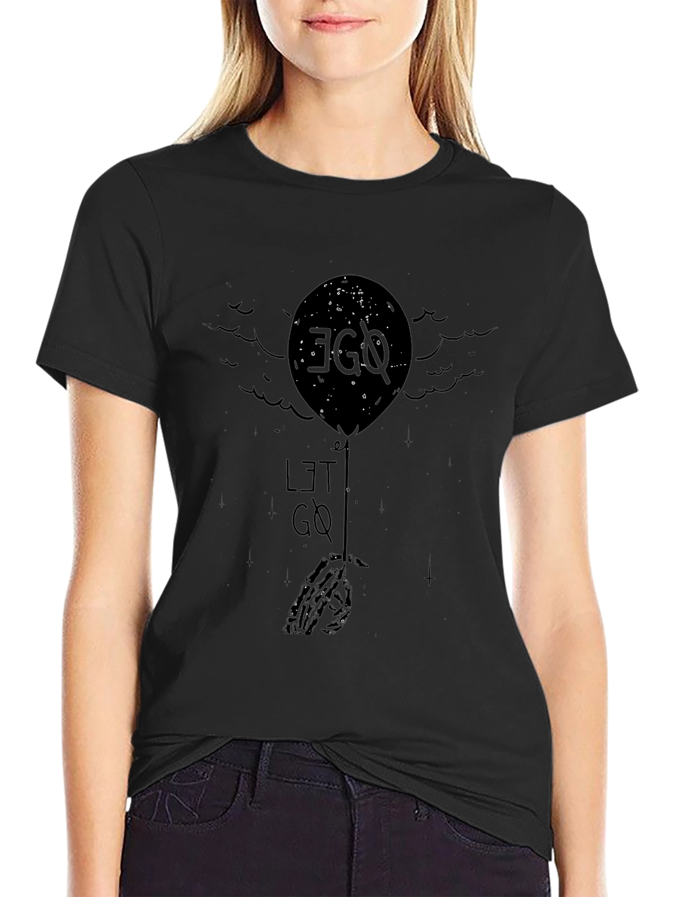 Let Go Graphic Tee - Black Cotton Blend T-Shirt