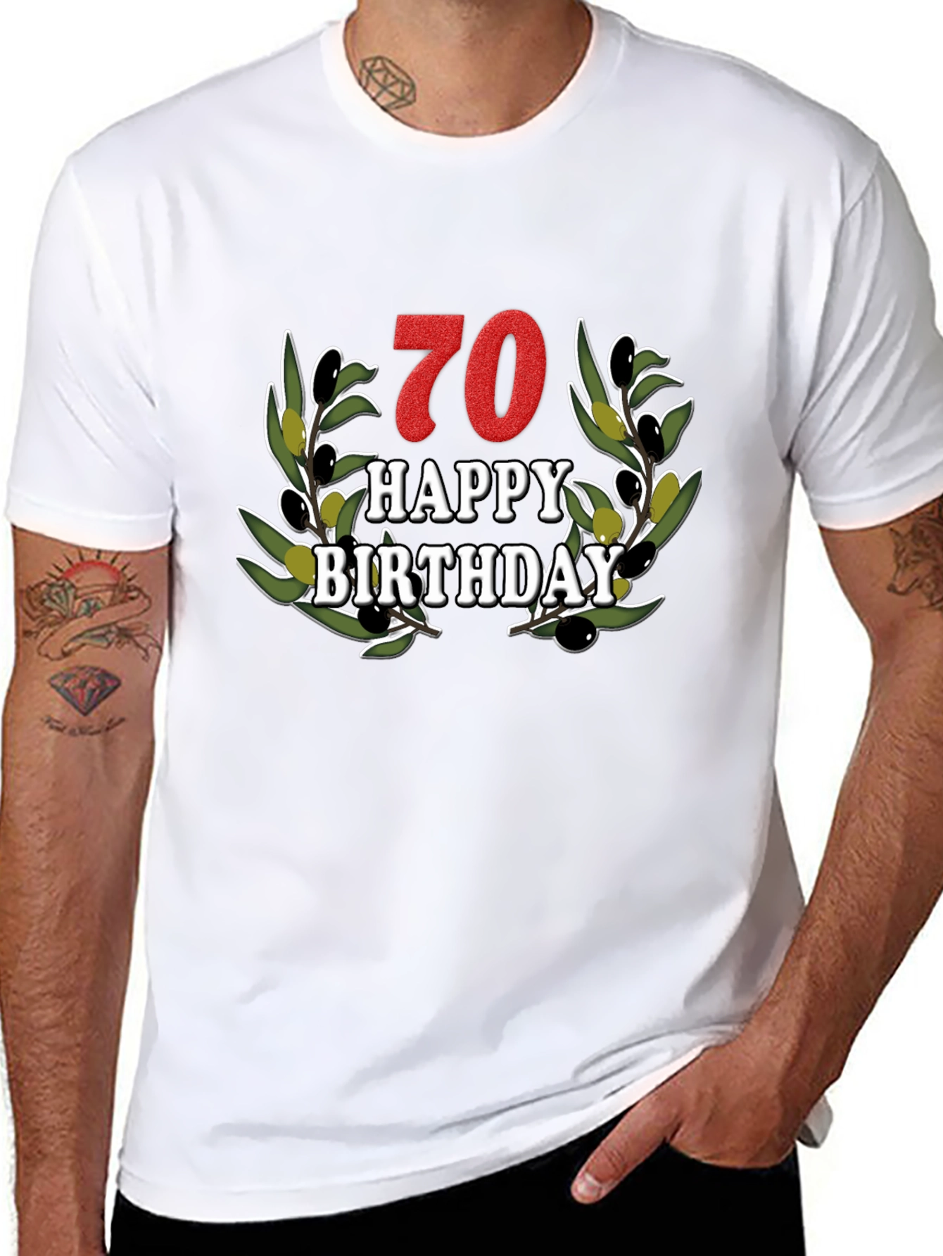 70th Birthday Olive Branch T-Shirt