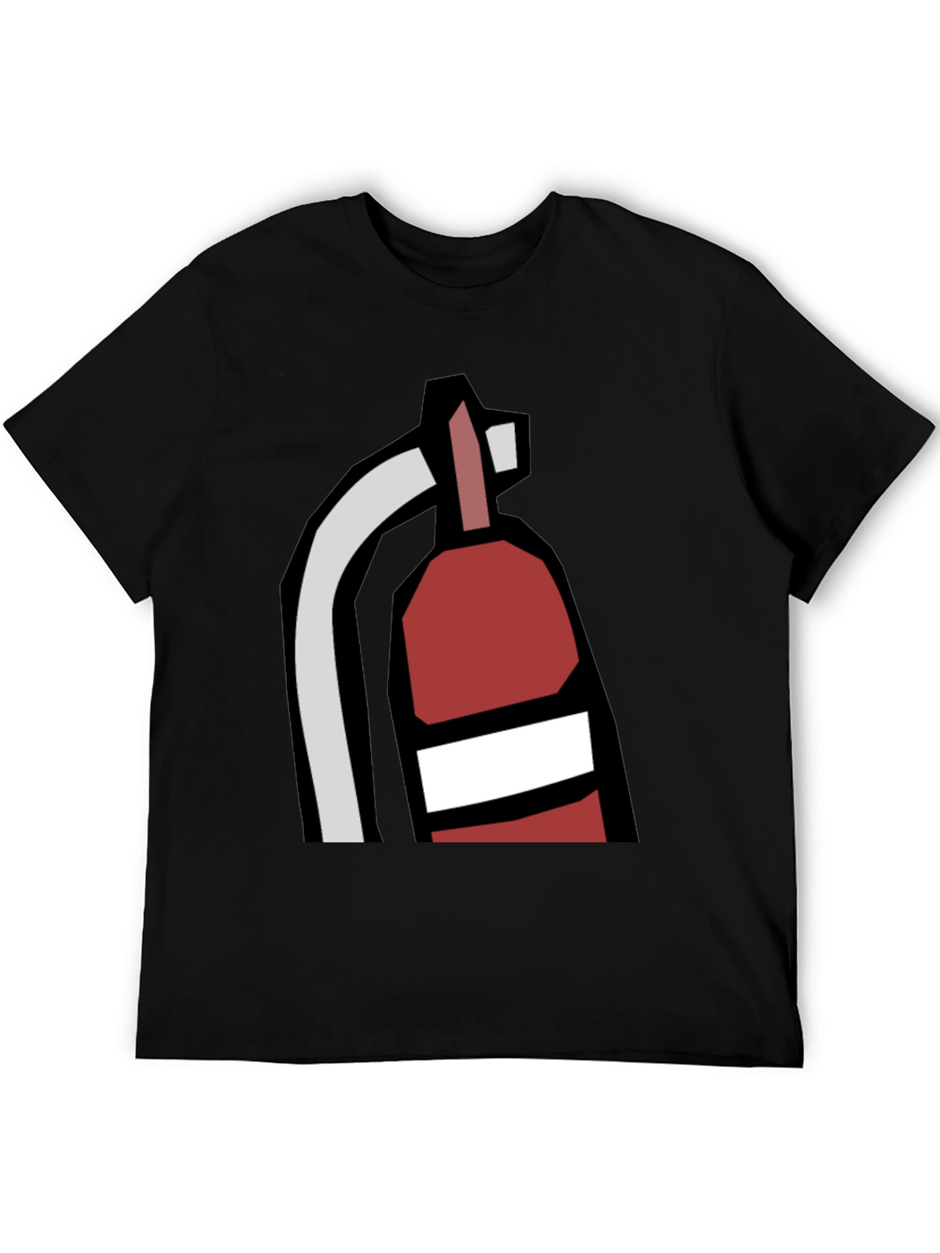 Fire Extinguisher Graphic Tee - Black Cotton Casual T-Shirt