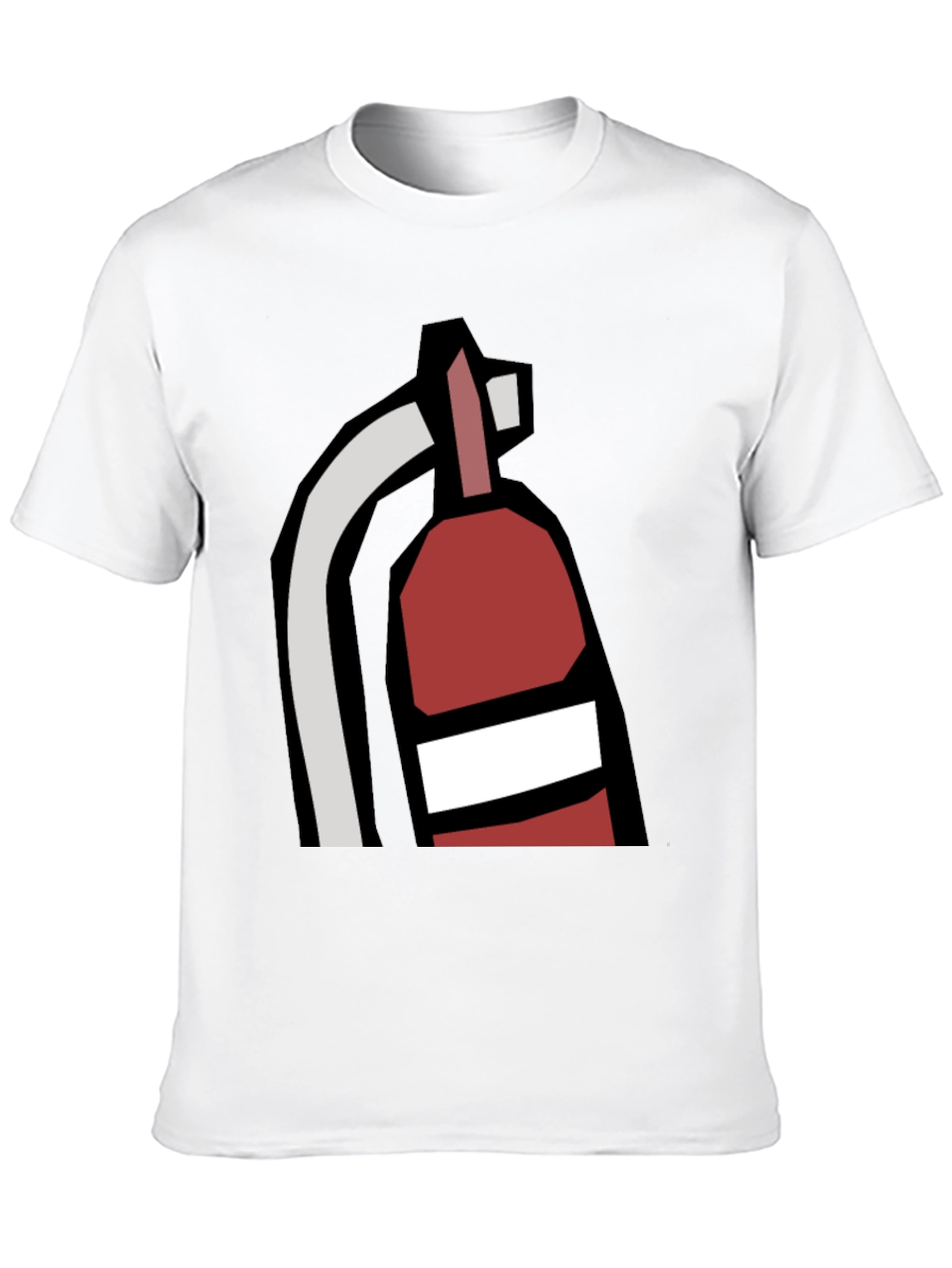 Fire Extinguisher Graphic Tee - Black Cotton Casual T-Shirt