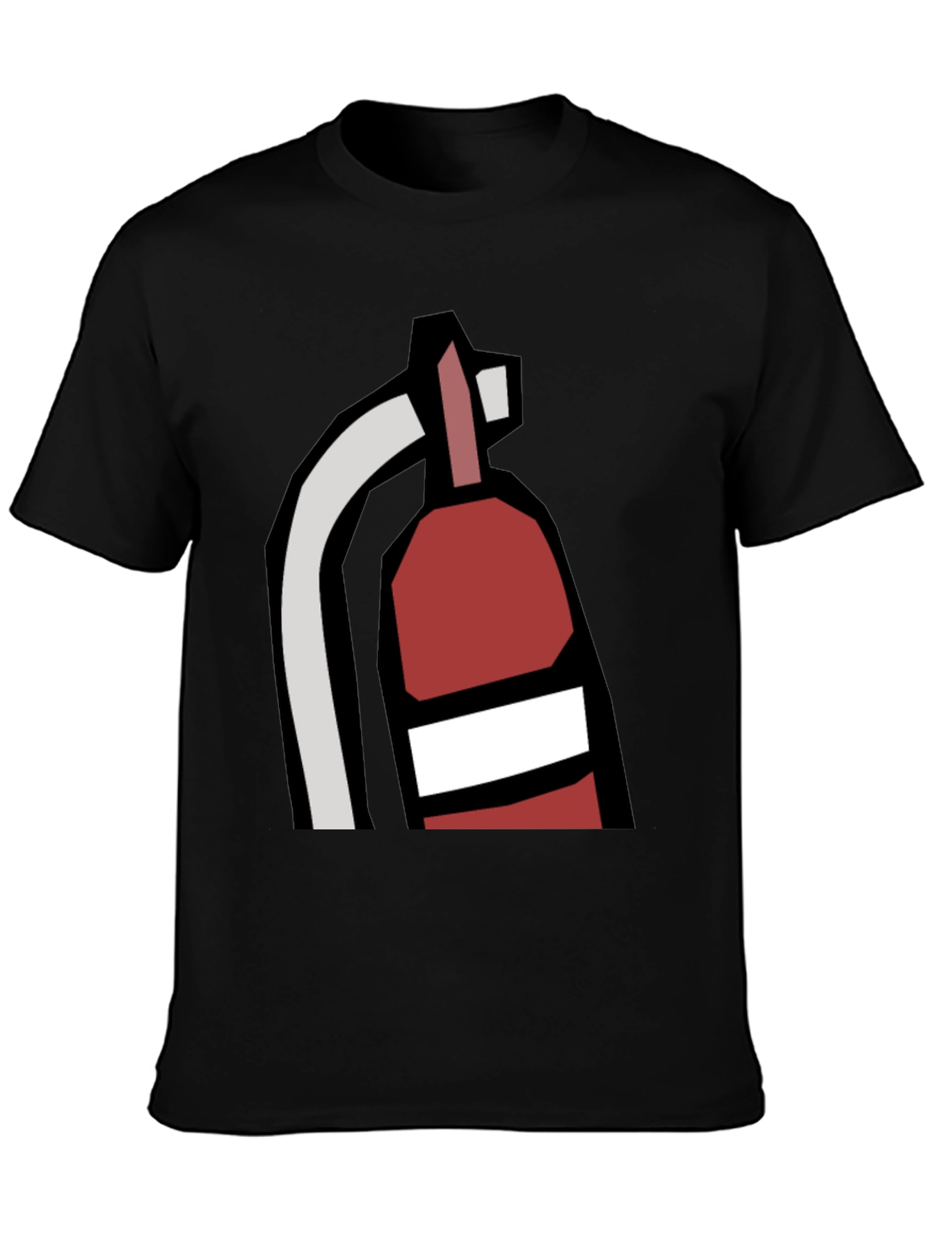 Fire Extinguisher Graphic Tee - Black Cotton Casual T-Shirt