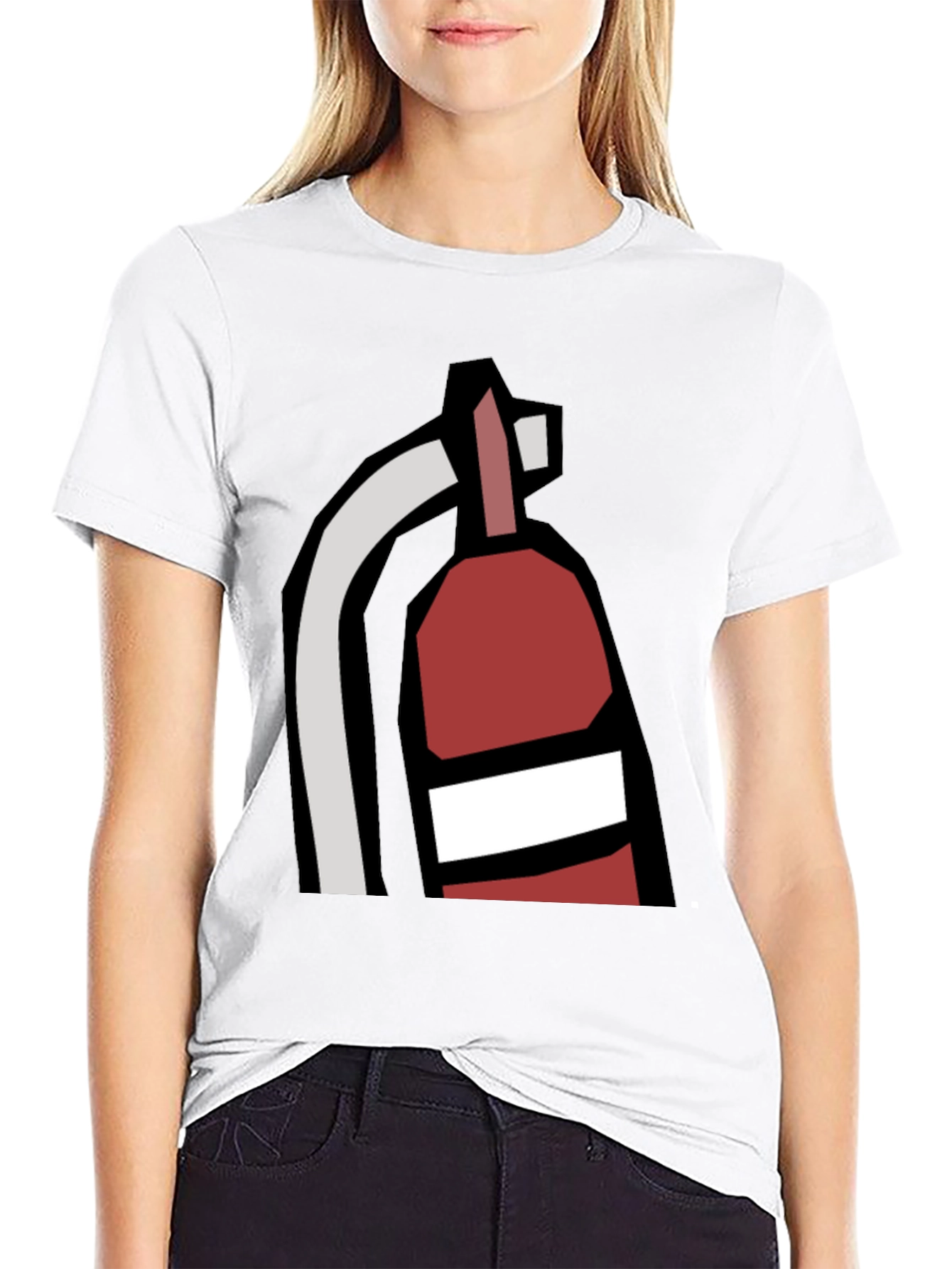 Fire Extinguisher Graphic Tee - Black Cotton Casual T-Shirt