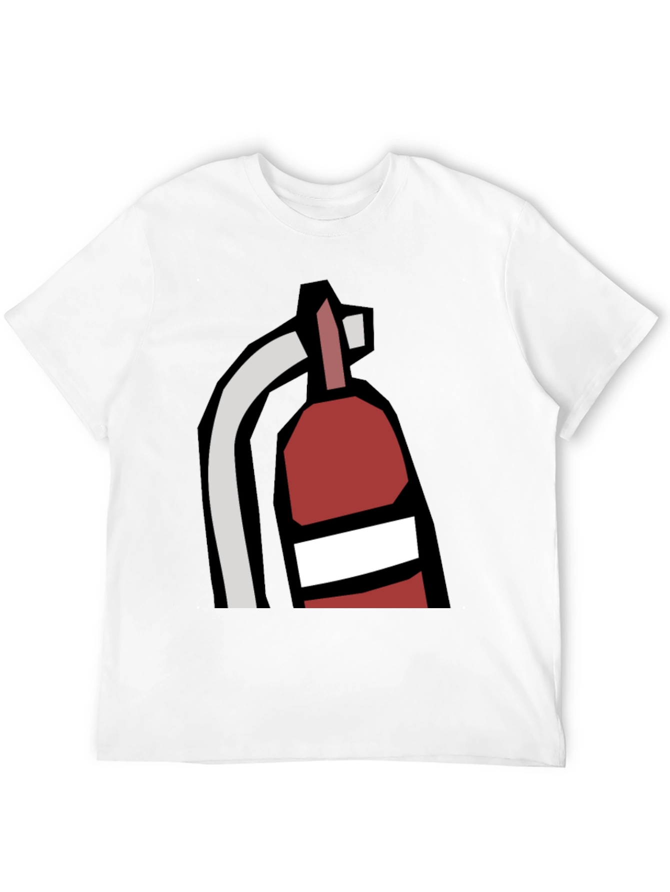 Fire Extinguisher Graphic Tee - Black Cotton Casual T-Shirt