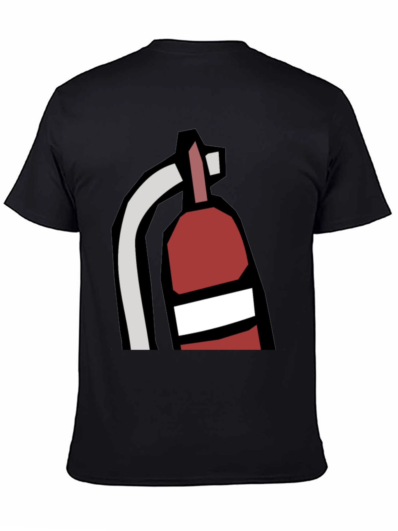 Fire Extinguisher Graphic Tee - Black Cotton Casual T-Shirt