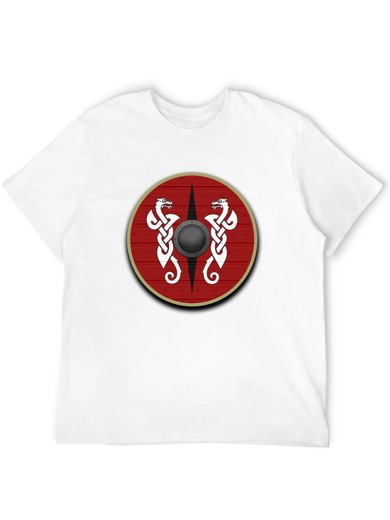 Viking Shield Graphic Tee - Celtic Dragon Design