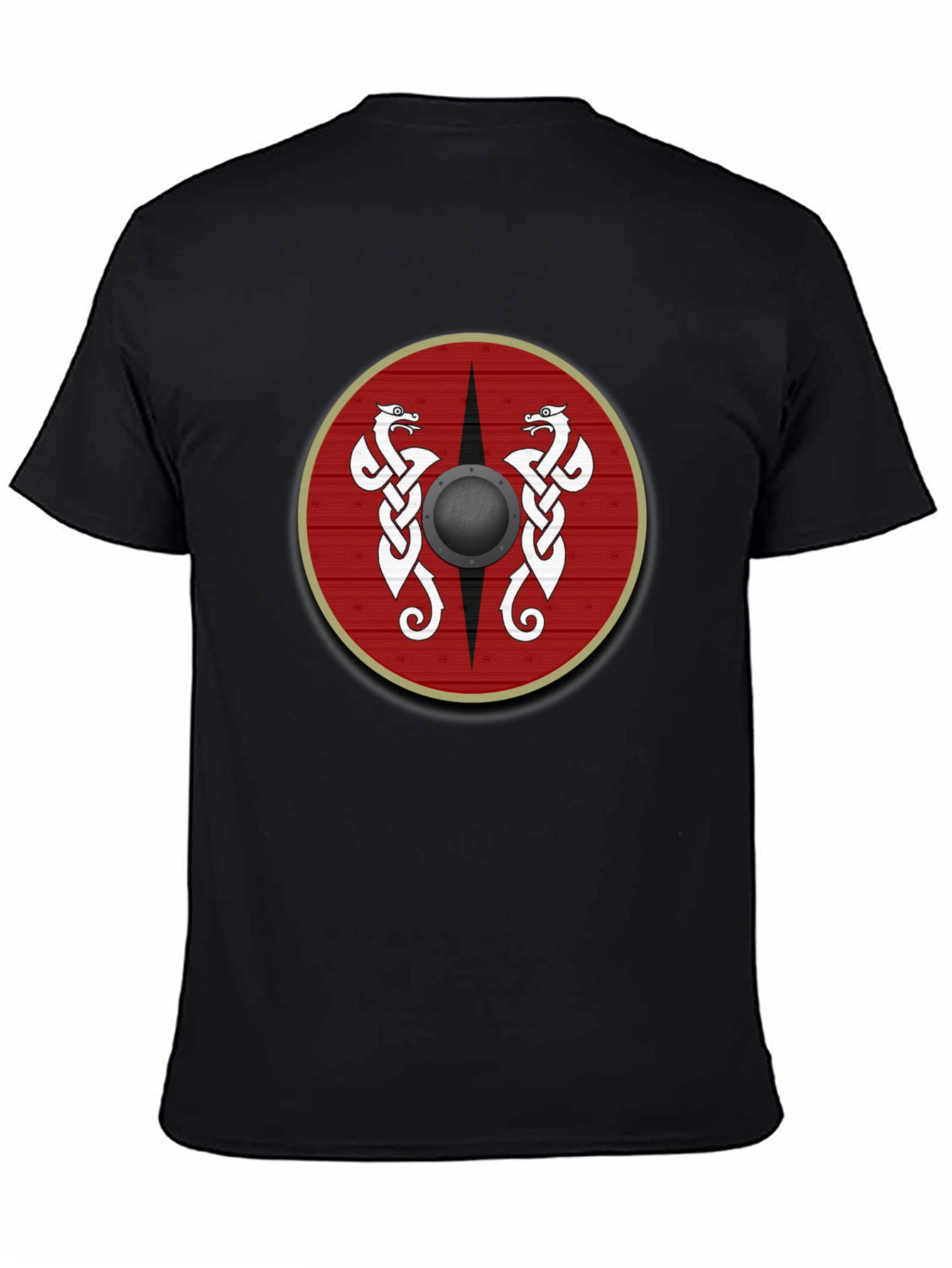 Viking Shield Graphic Tee - Celtic Dragon Design