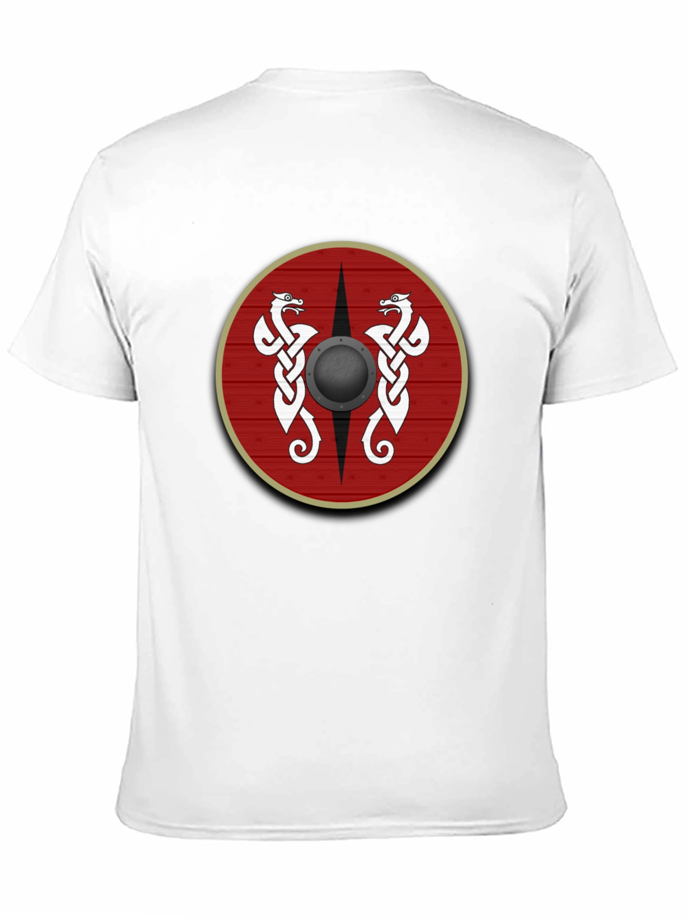 Viking Shield Graphic Tee - Celtic Dragon Design