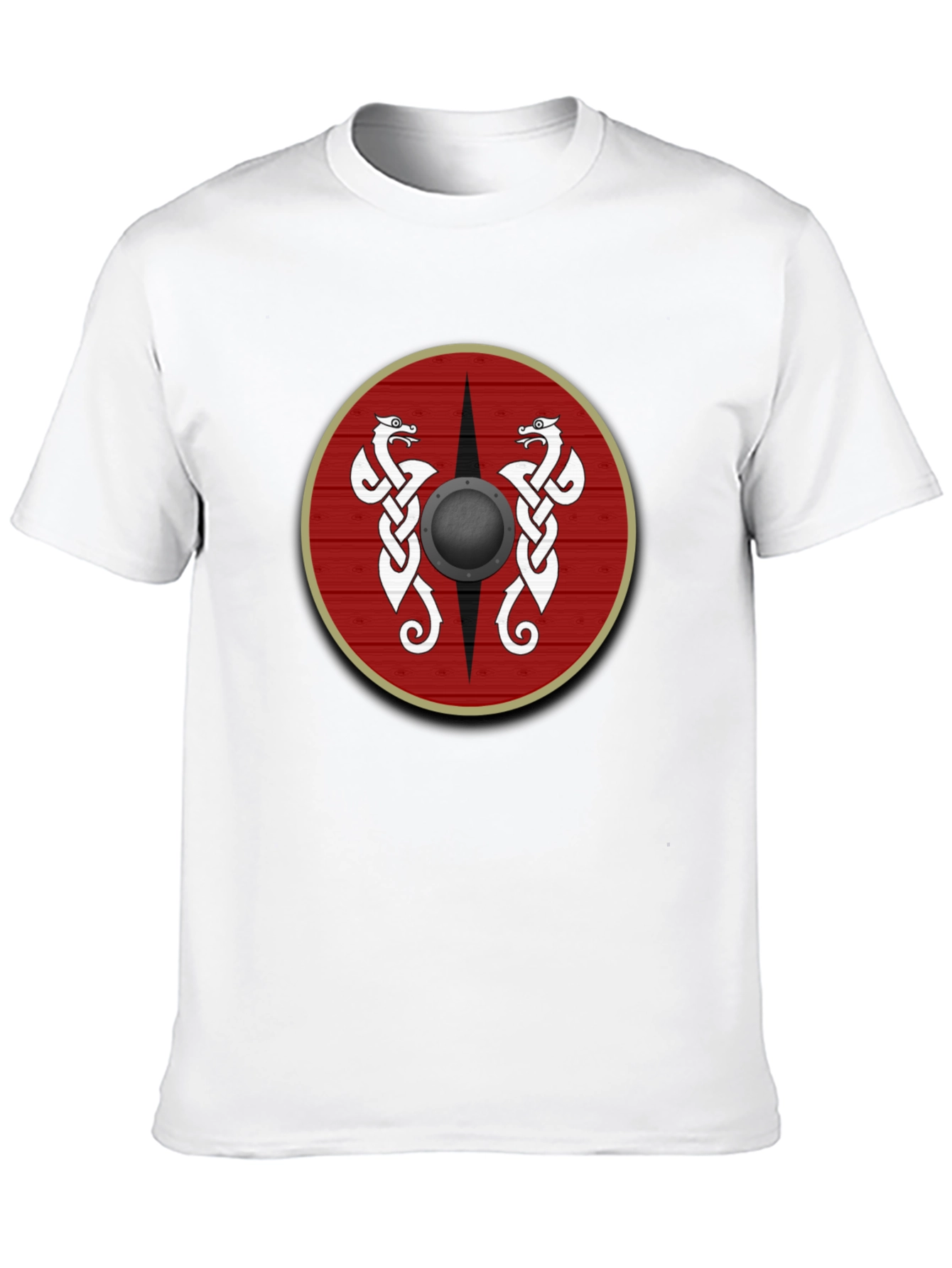 Viking Shield Graphic Tee - Celtic Dragon Design