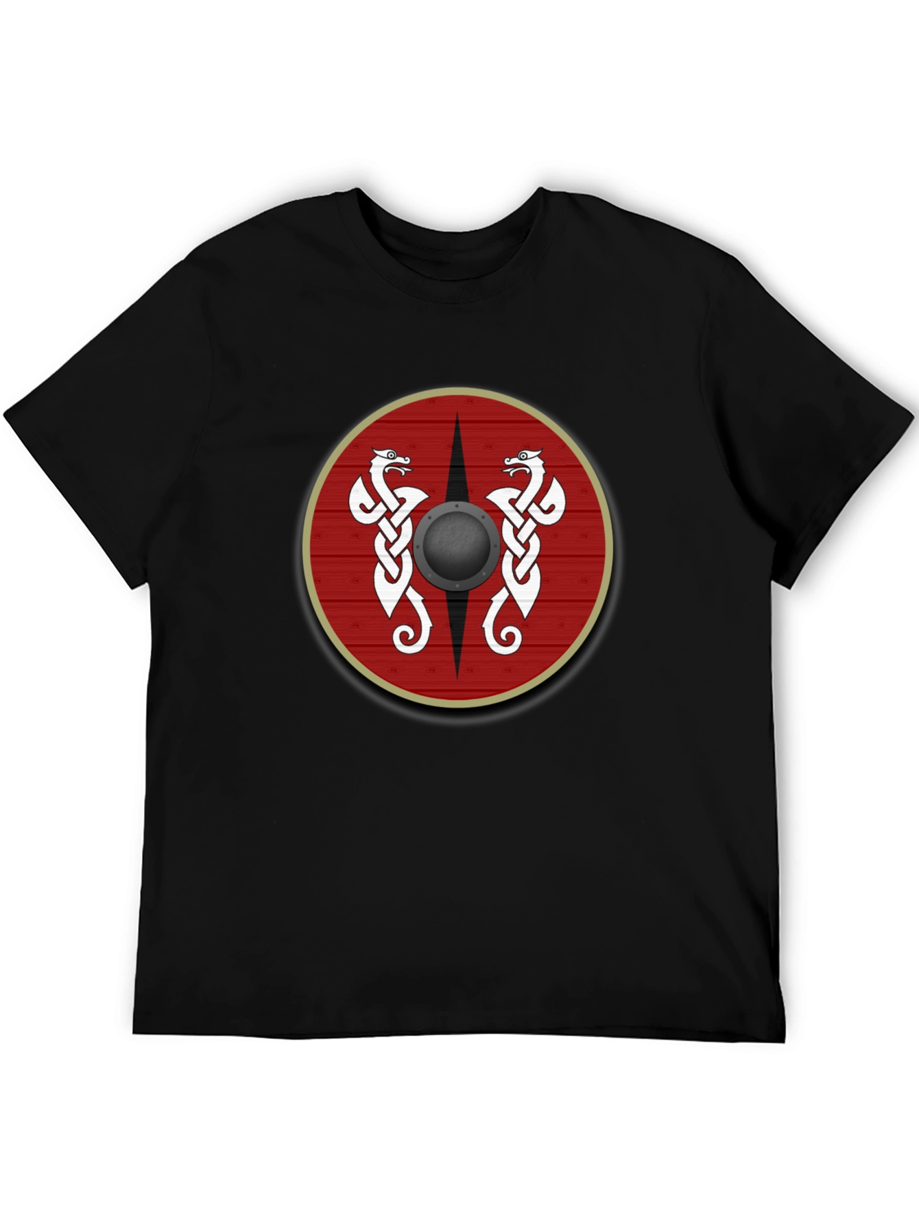 Viking Shield Graphic Tee - Celtic Dragon Design