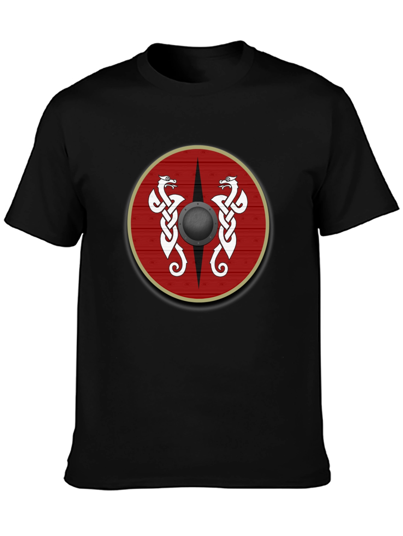 Viking Shield Graphic Tee - Celtic Dragon Design