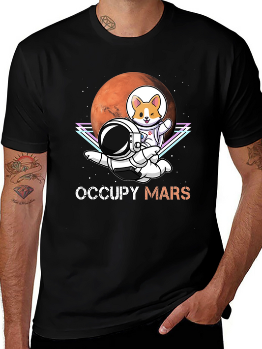 Occupy Mars T-Shirt - Corgi Astronaut Design