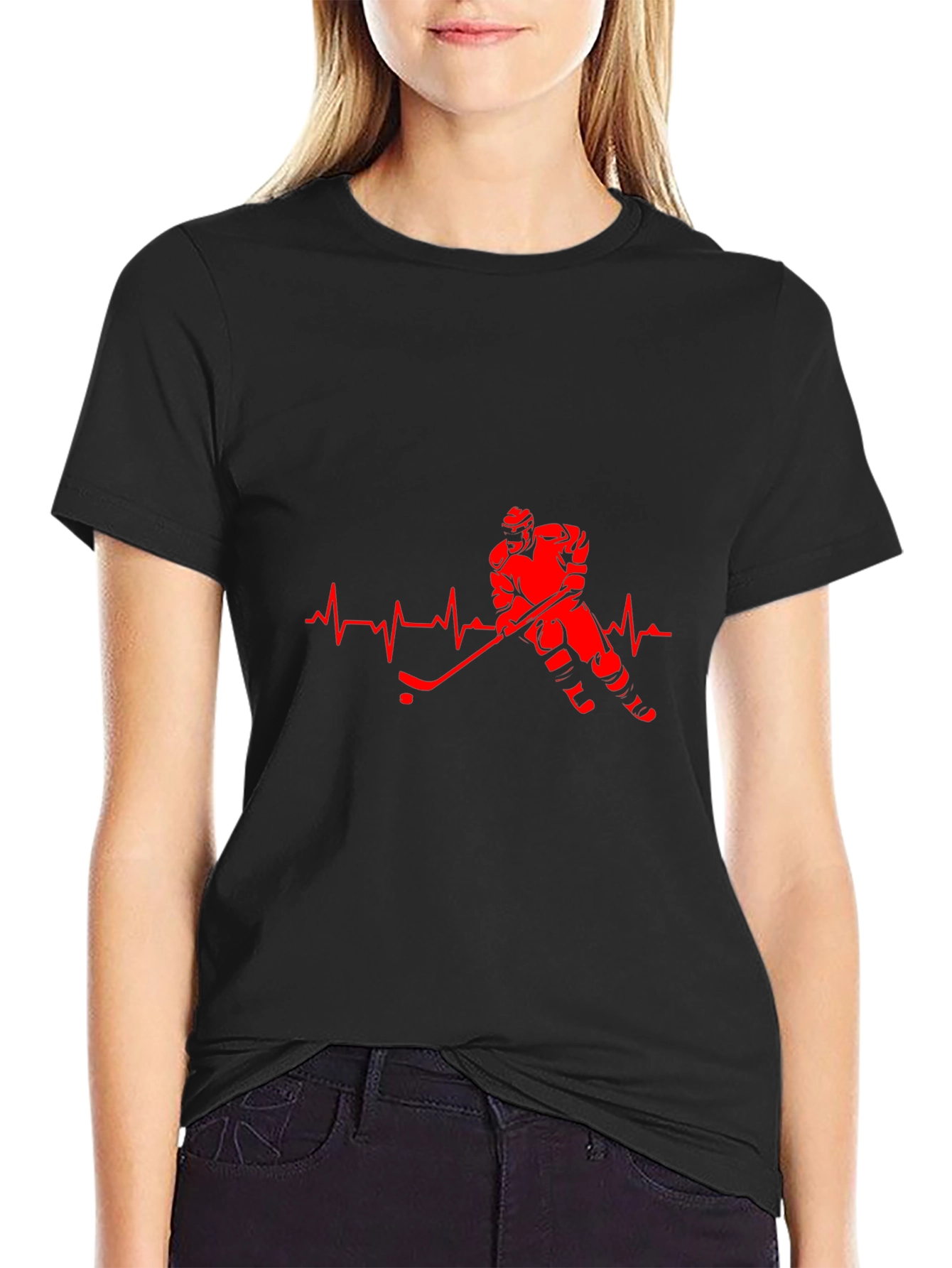 Hockey Heartbeat Black T-Shirt