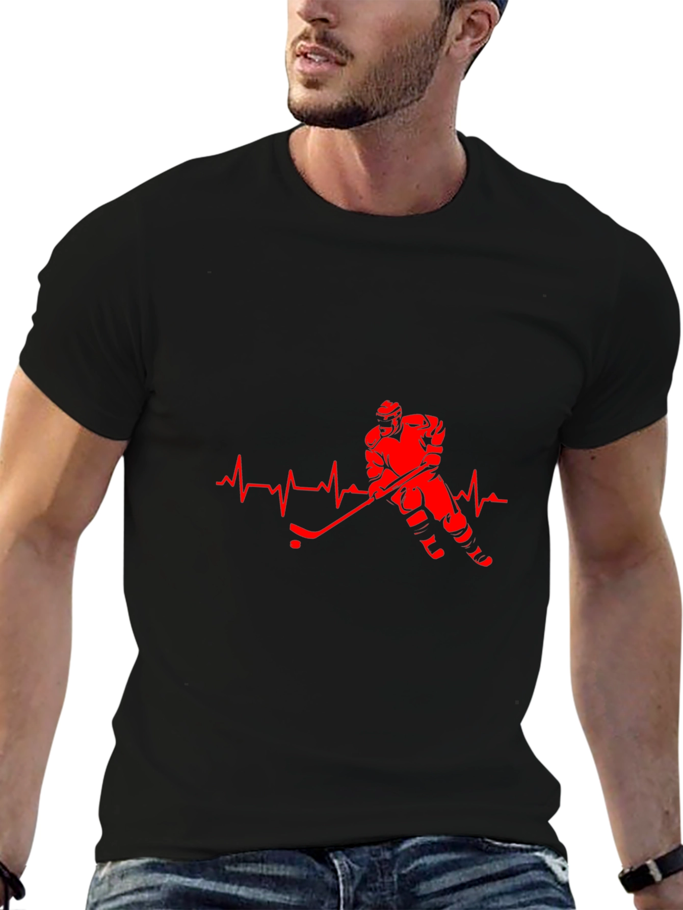 Hockey Heartbeat Black T-Shirt