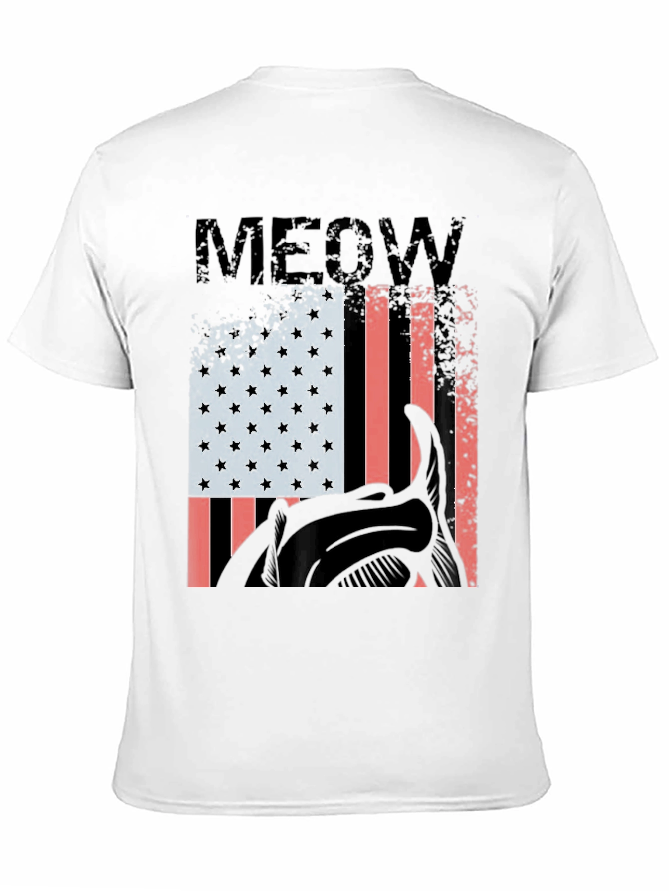 Meow American Flag Cat Graphic T-Shirt