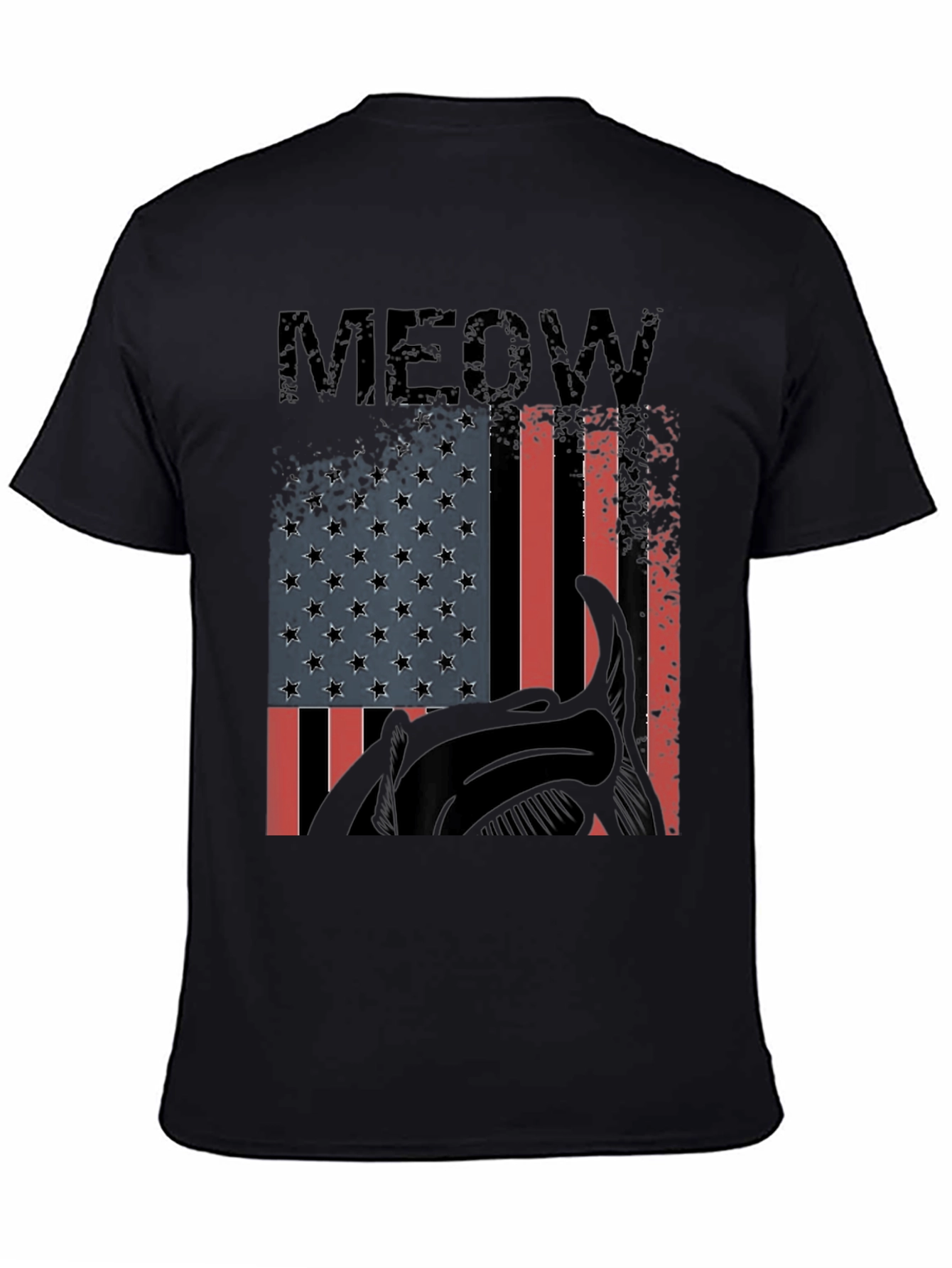 Meow American Flag Cat Graphic T-Shirt