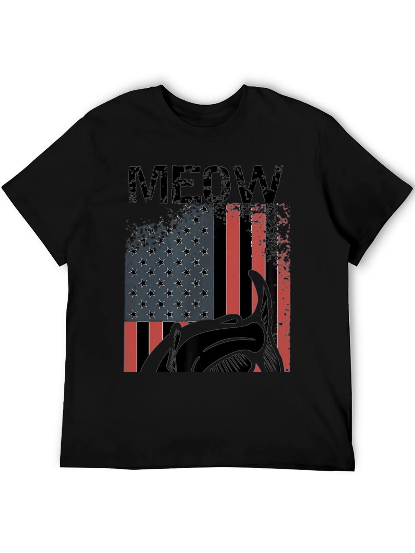 Meow American Flag Cat Graphic T-Shirt