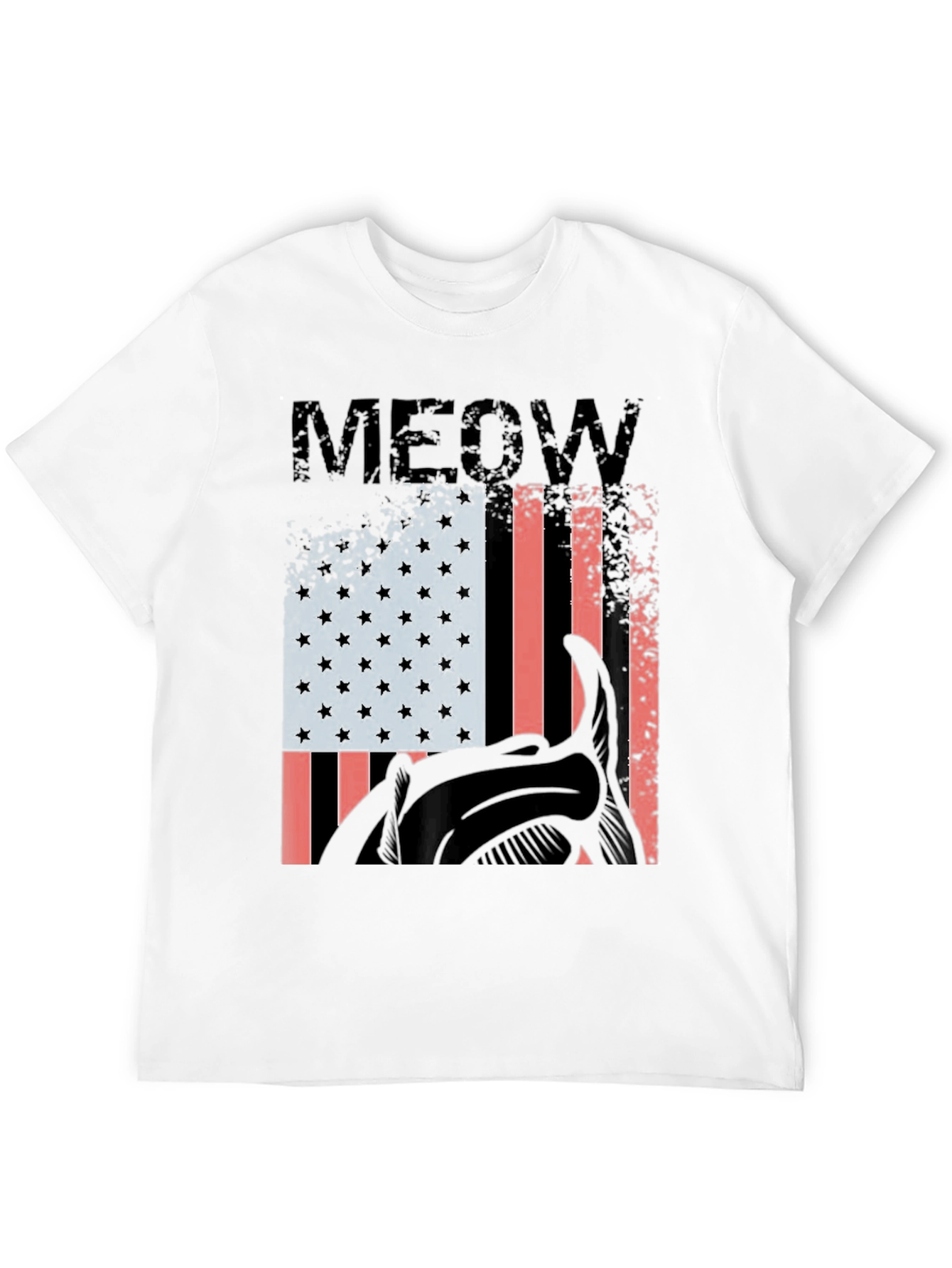 Meow American Flag Cat Graphic T-Shirt