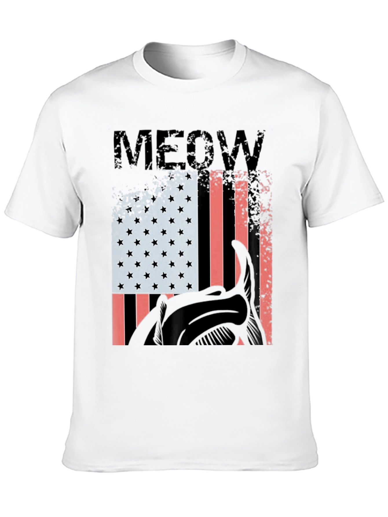 Meow American Flag Cat Graphic T-Shirt