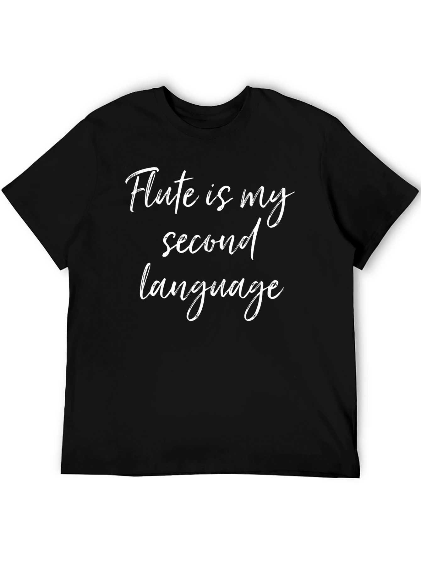 Flute Is My Second Language Black Graphic Tee