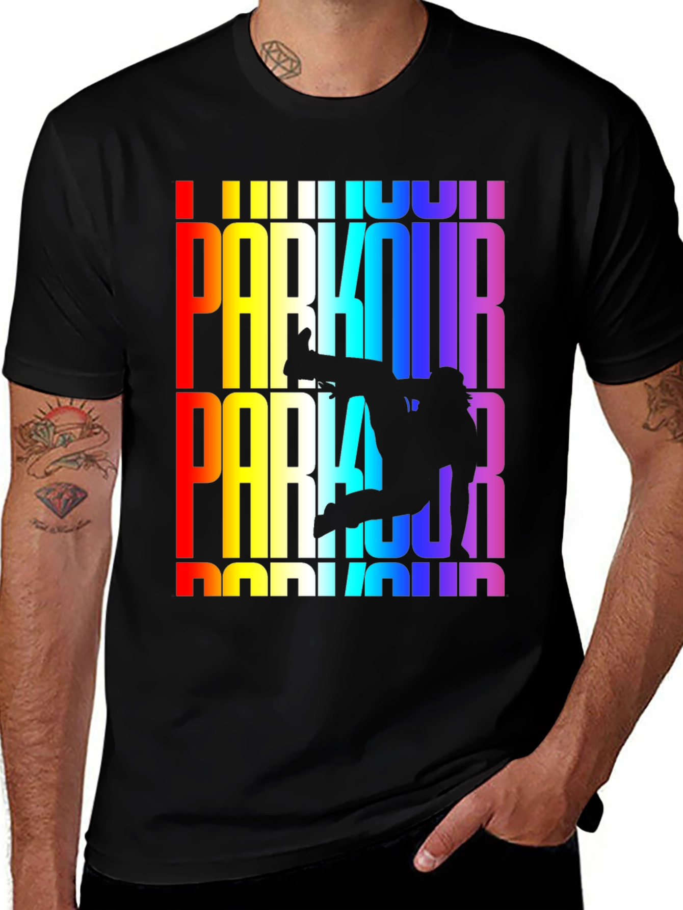 Rainbow Parkour Graphic Tee - Black