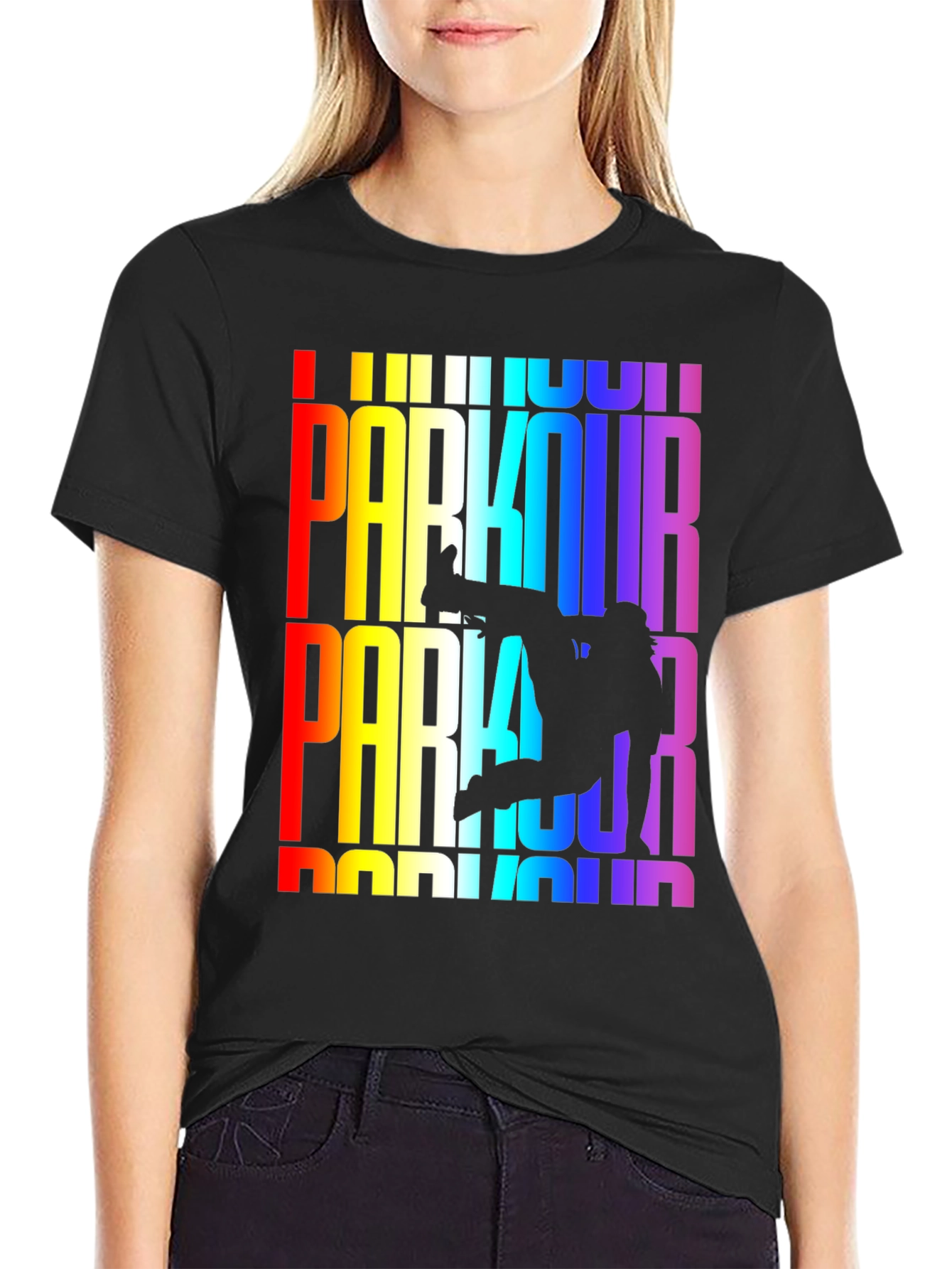 Rainbow Parkour Graphic Tee - Black