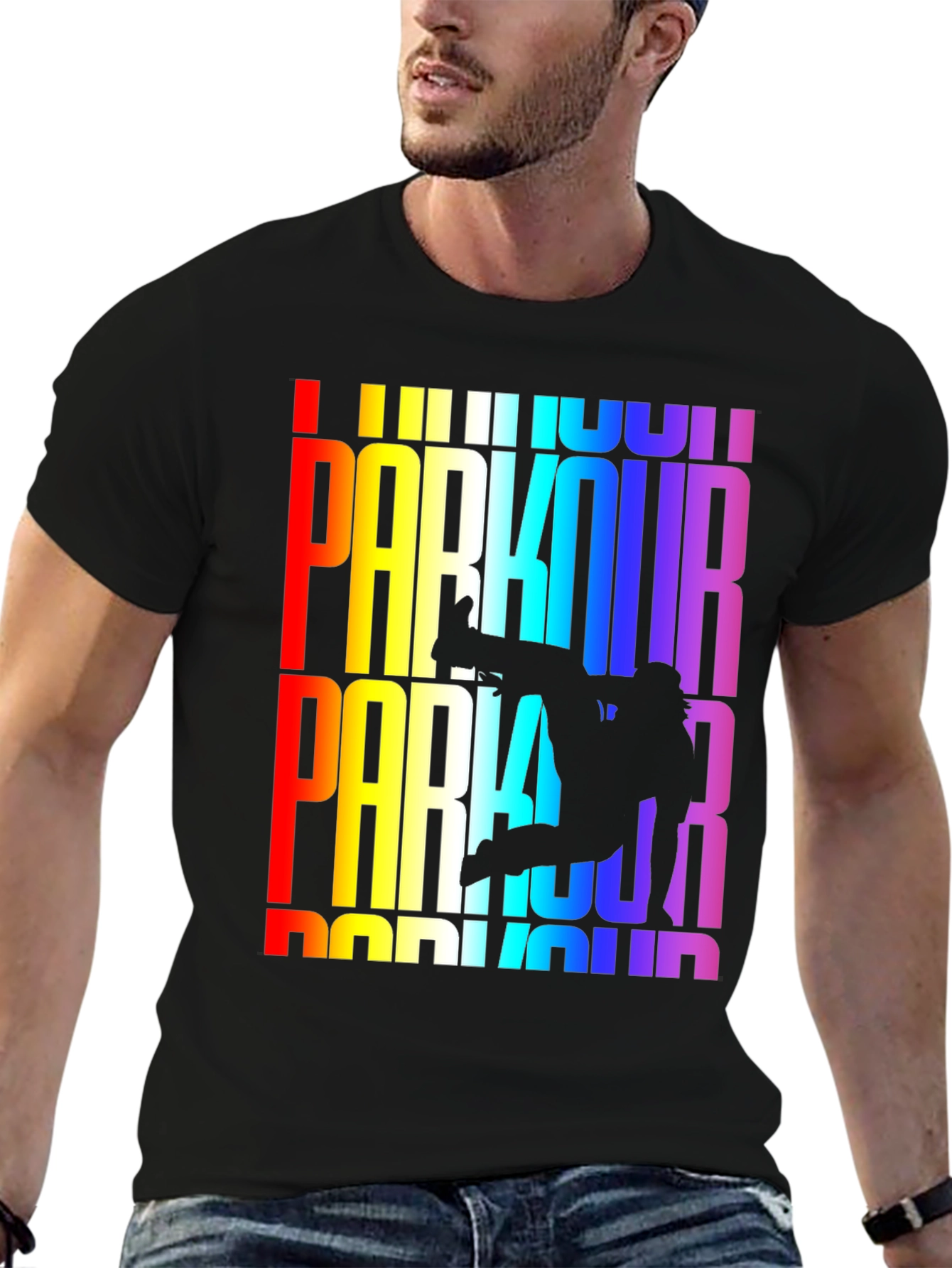 Rainbow Parkour Graphic Tee - Black