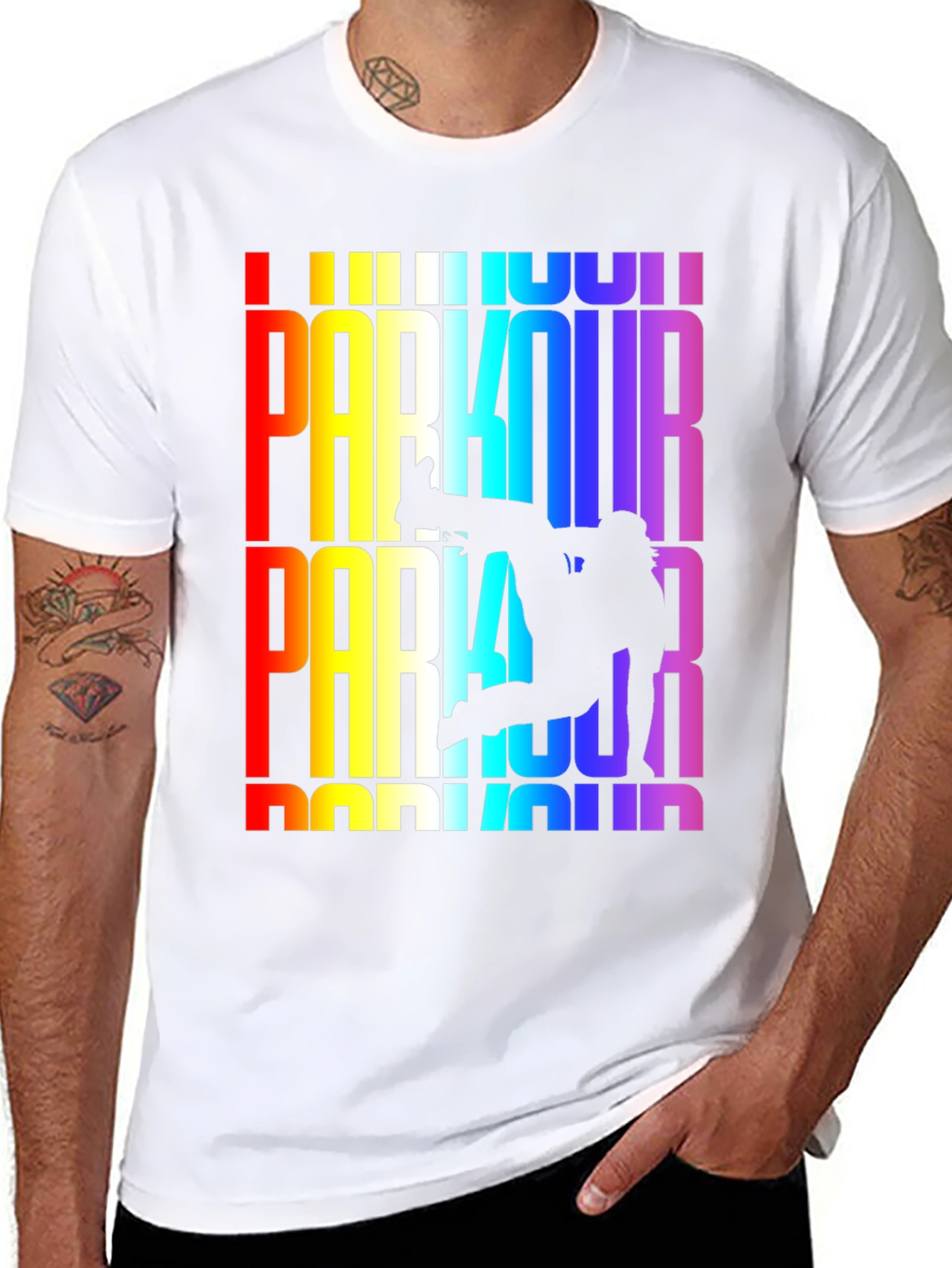 Rainbow Parkour Graphic Tee - Black