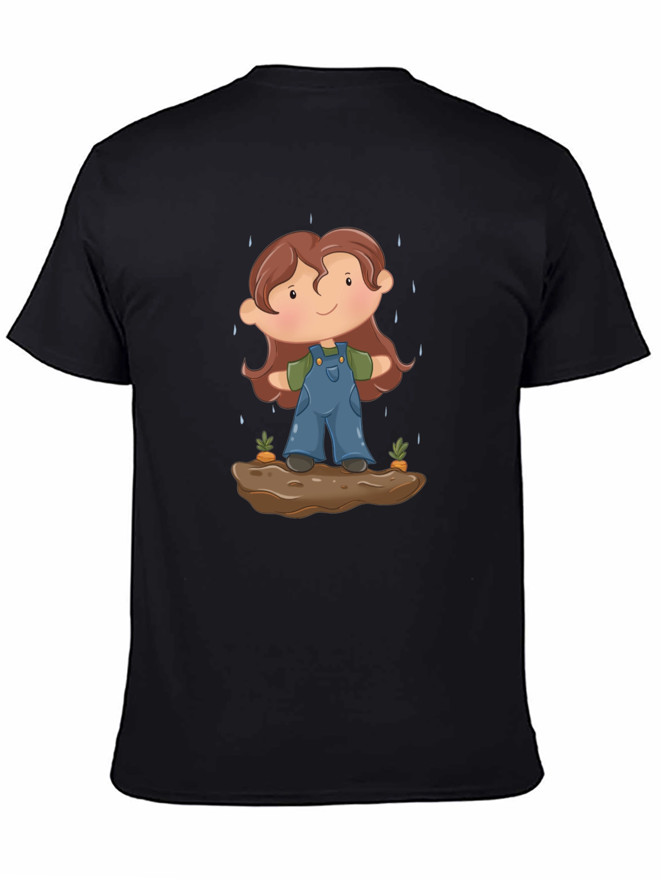 Cartoon Gardener T-Shirt - Black Cotton Tee