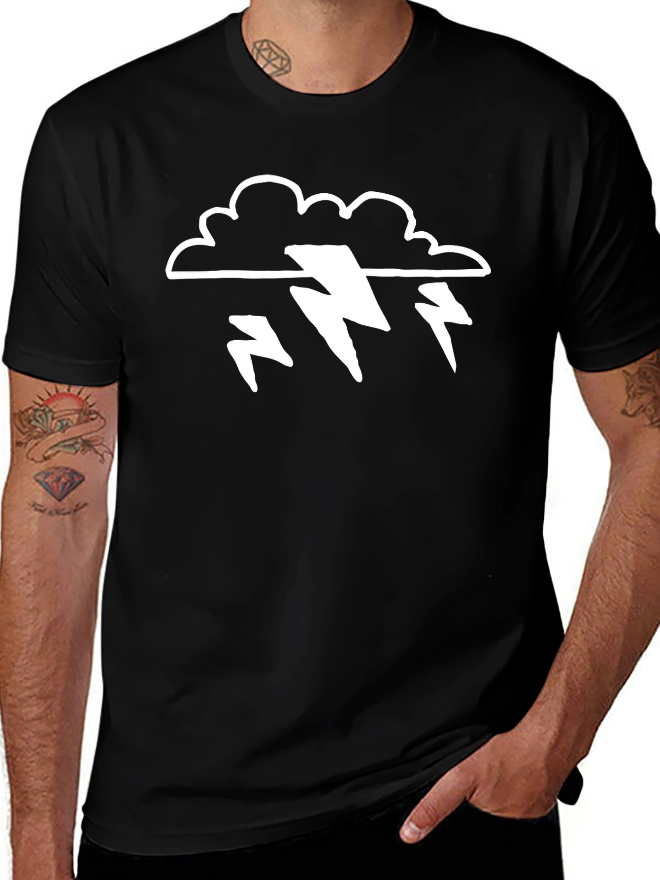 Storm Cloud T-Shirt - Lightning Bolt Design