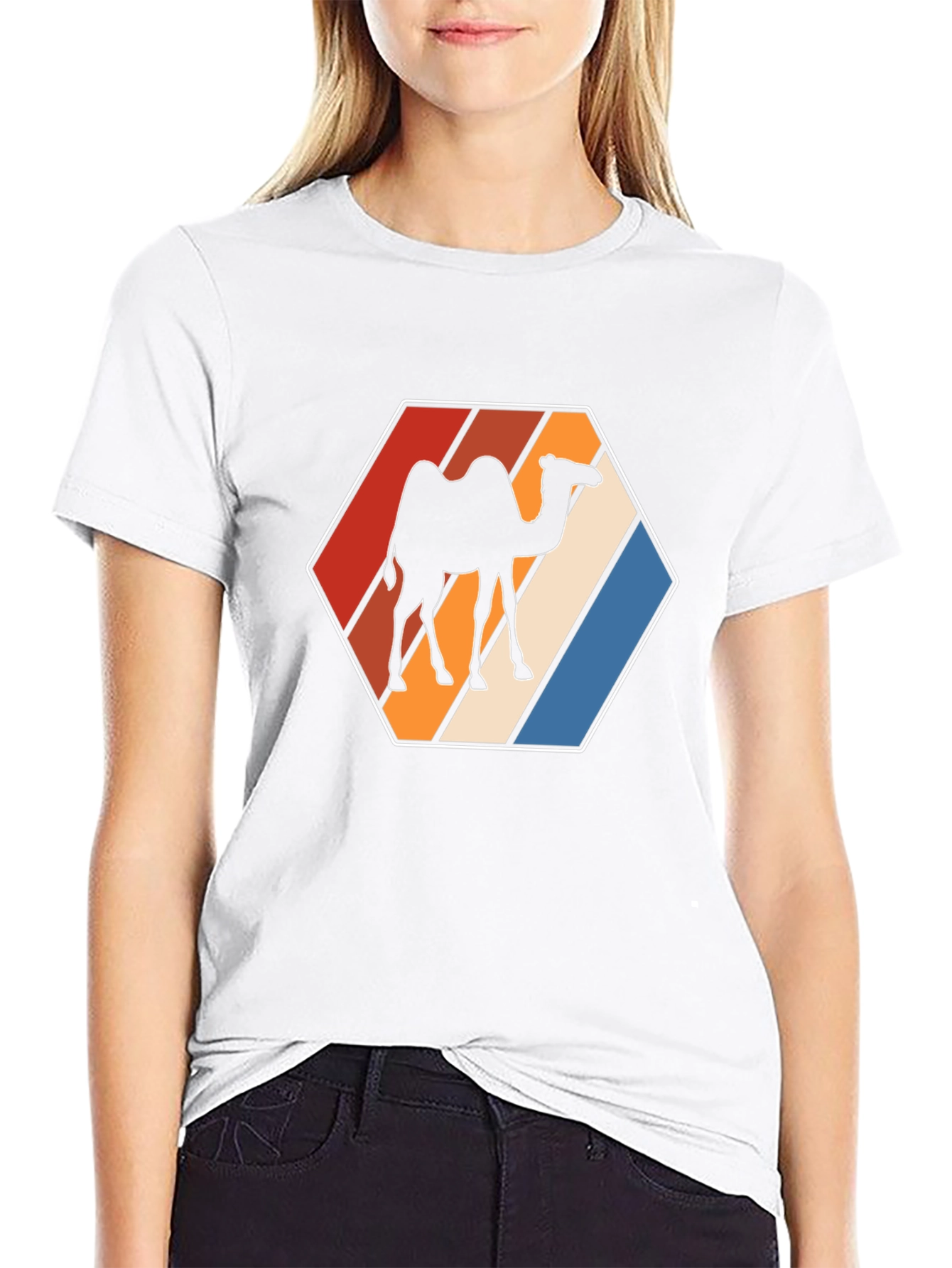 Retro Camel Hexagon Graphic T-Shirt