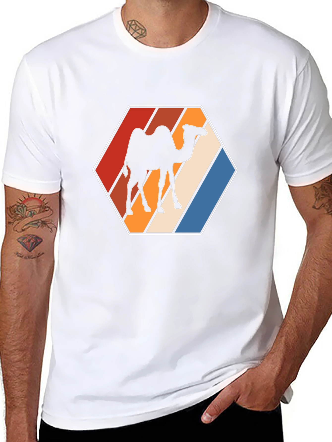 Retro Camel Hexagon Graphic T-Shirt