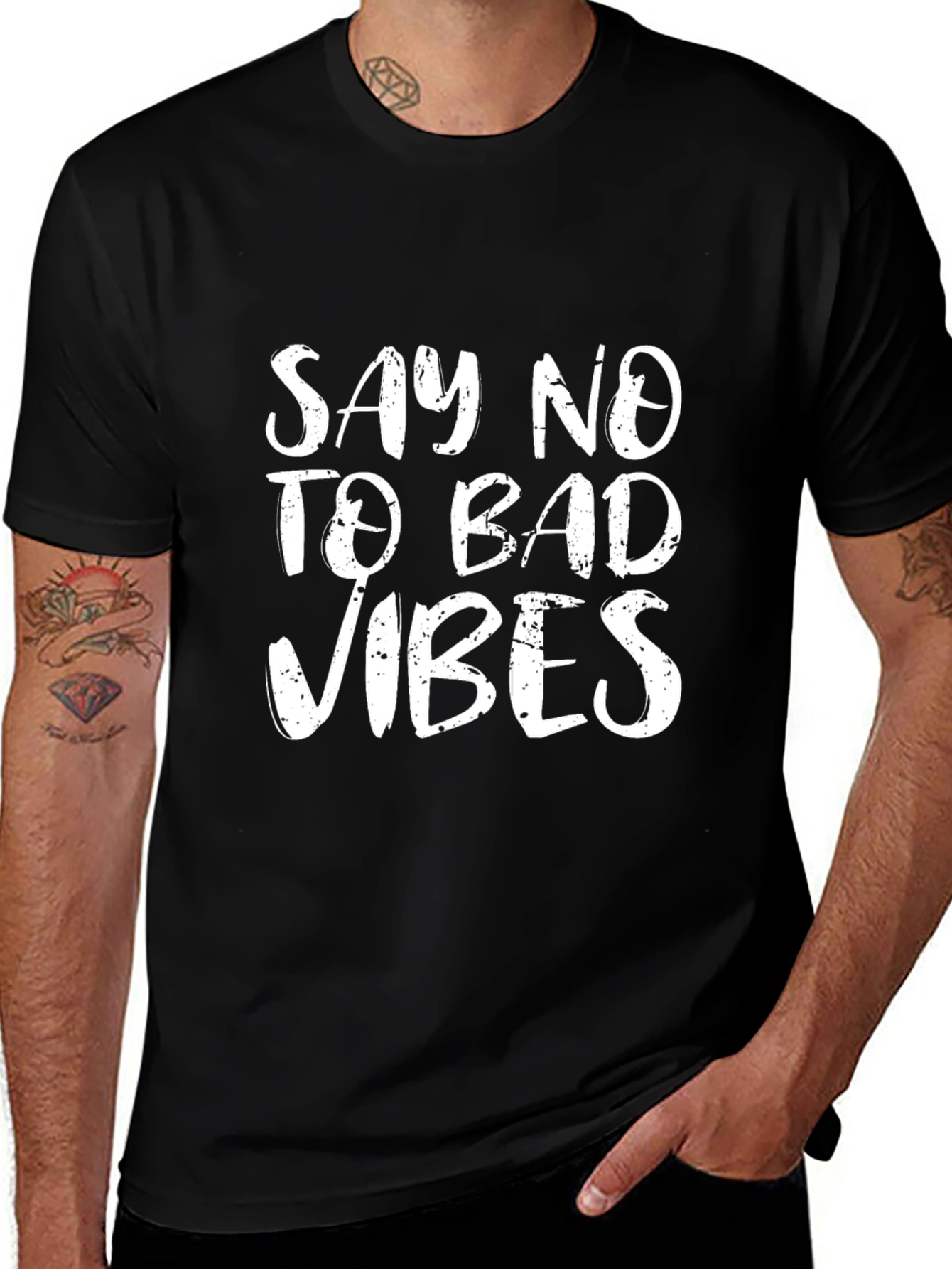 Say No To Bad Vibes Black Graphic Tee