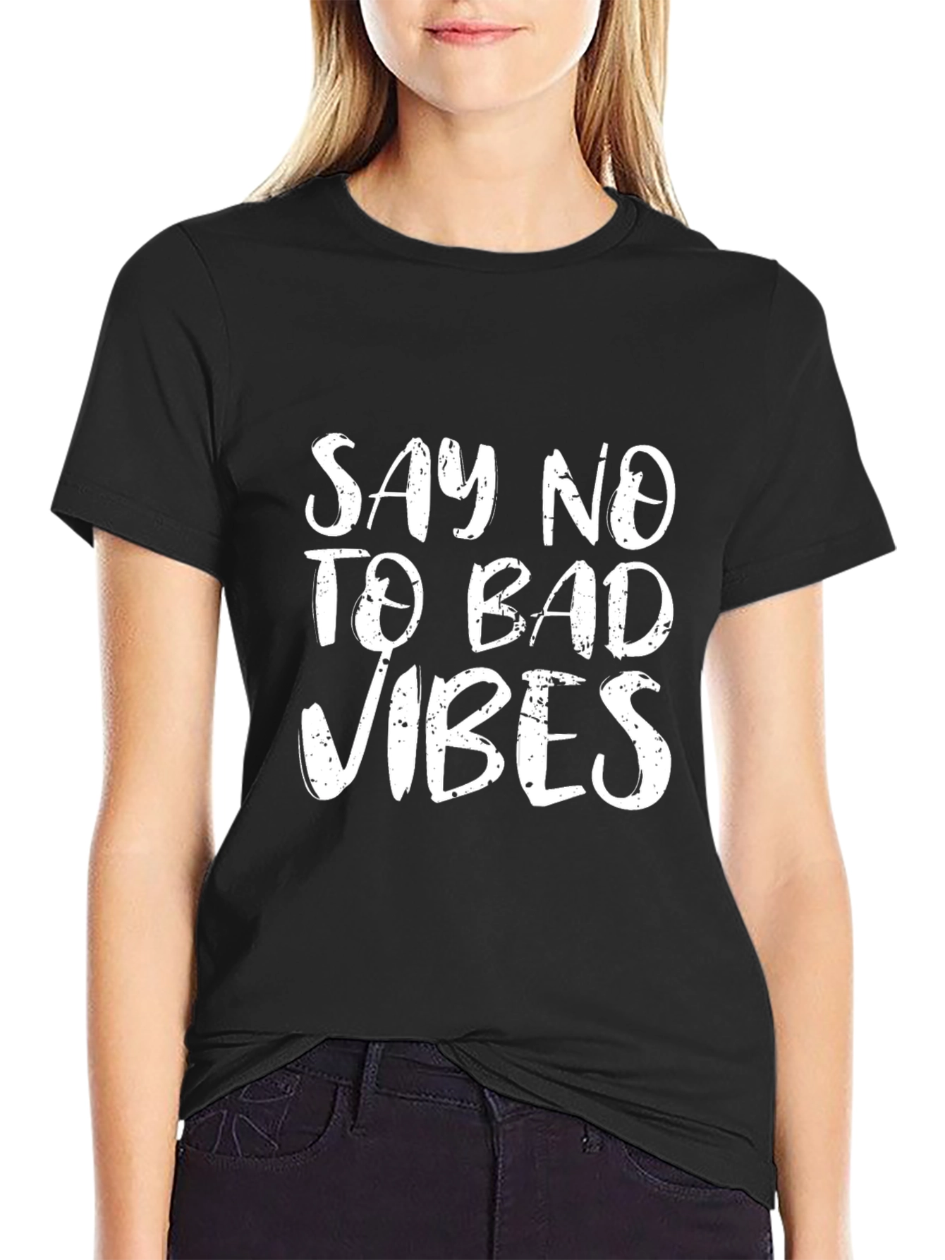 Say No To Bad Vibes Black Graphic Tee