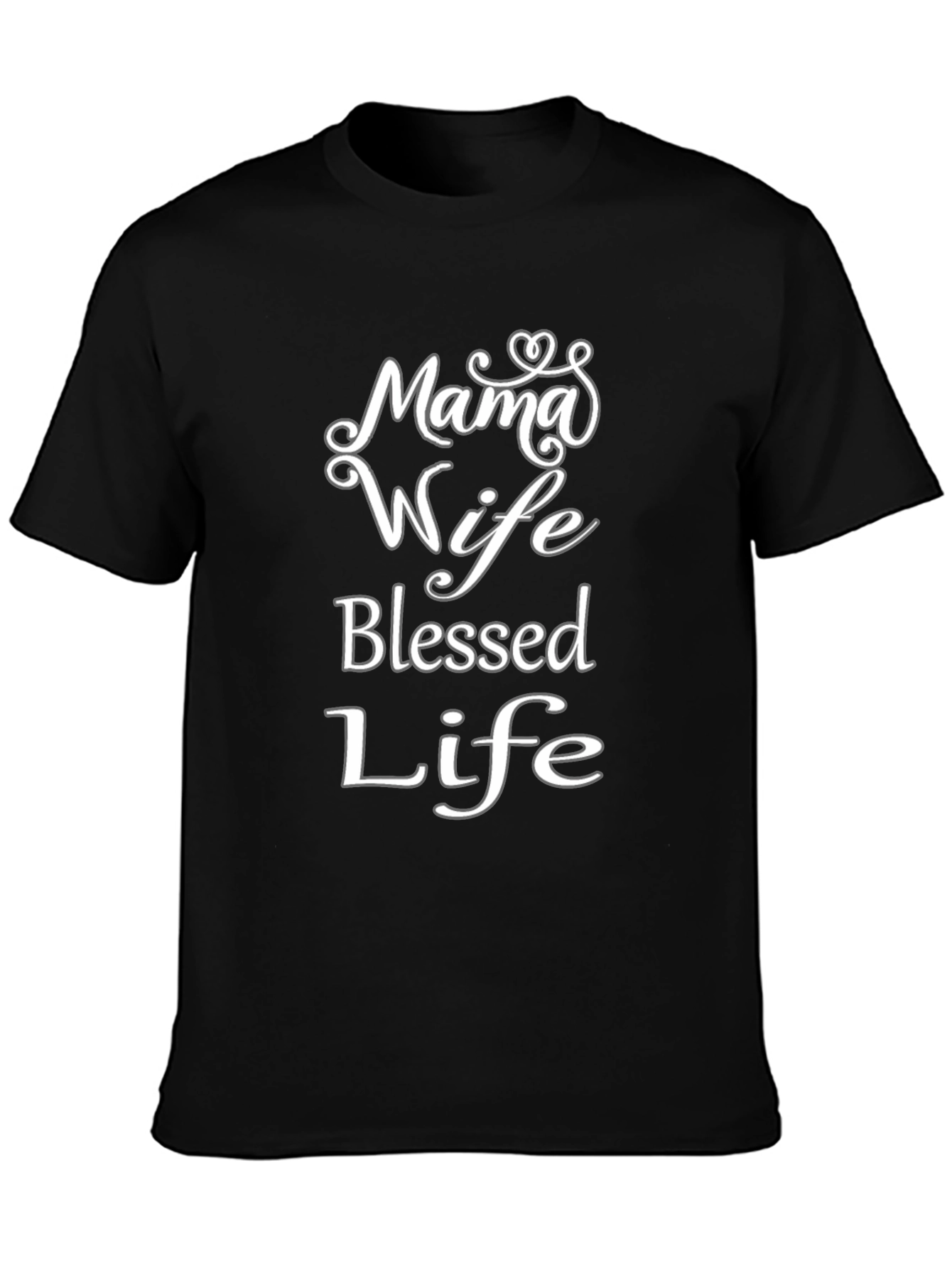 Mama Wife Blessed Life Black T-Shirt