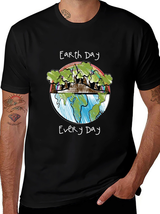 Earth Day Every Day Graphic Tee - Black Cotton T-Shirt
