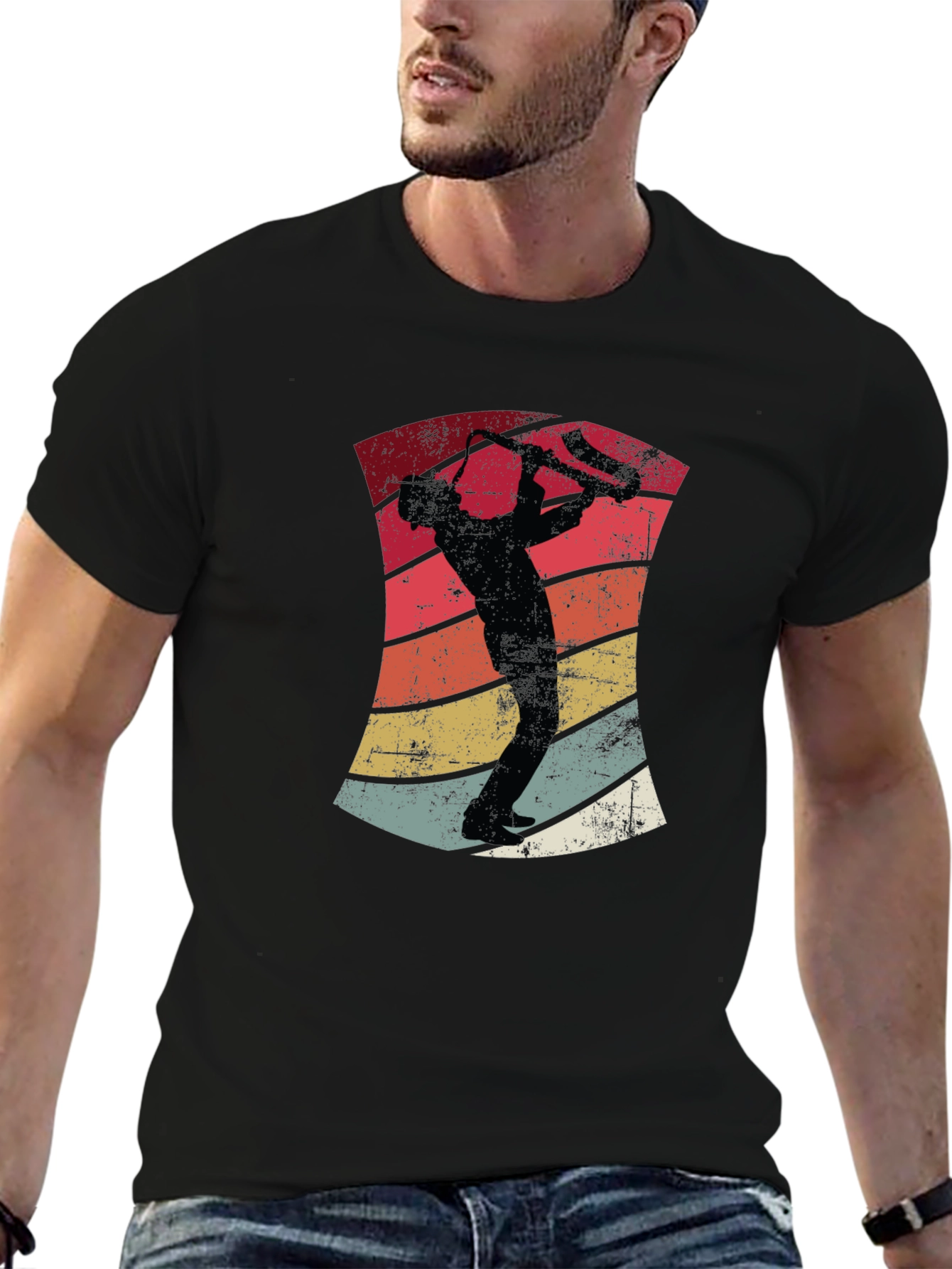 Retro Saxophone Player Graphic T-Shirt