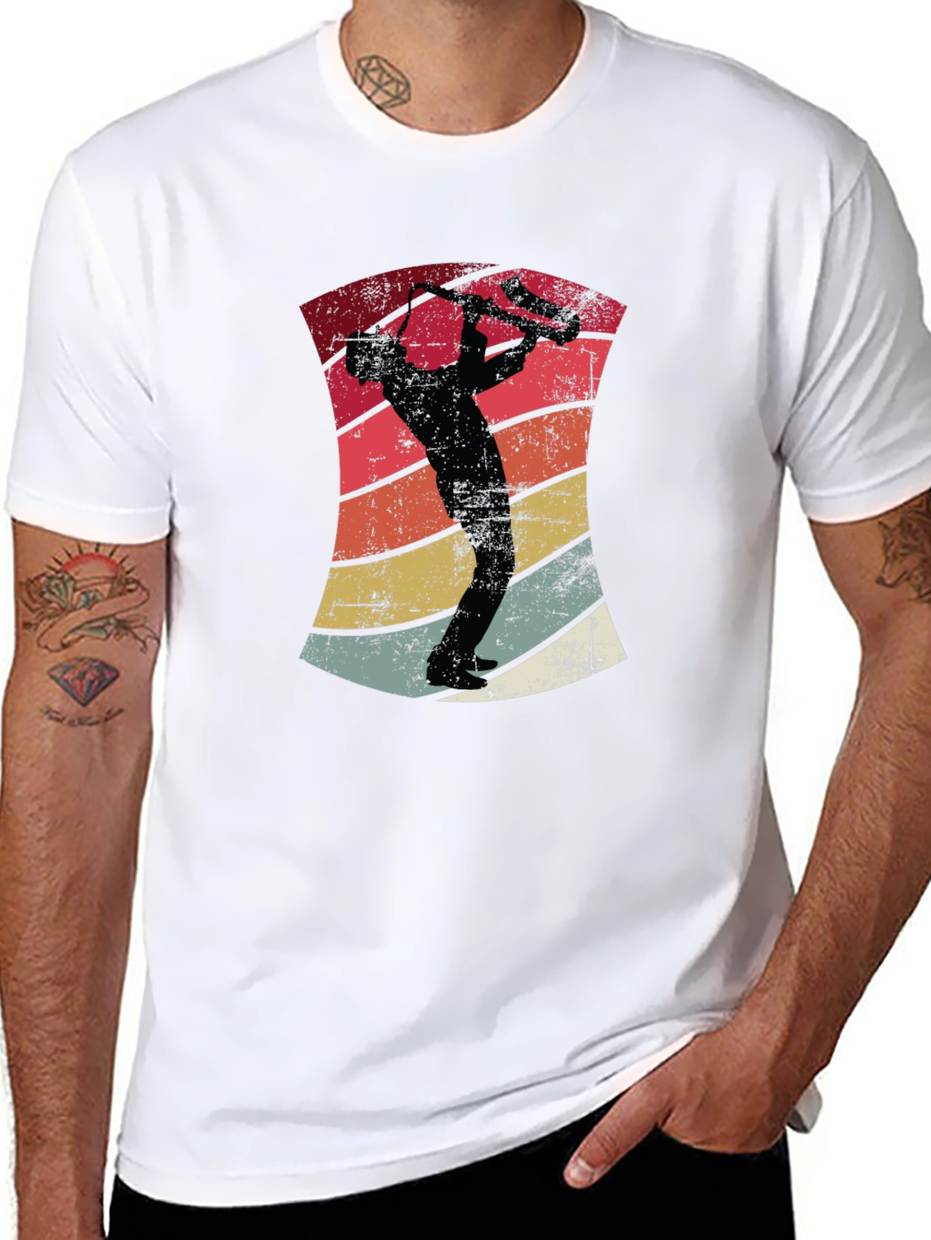 Retro Saxophone Player Graphic T-Shirt