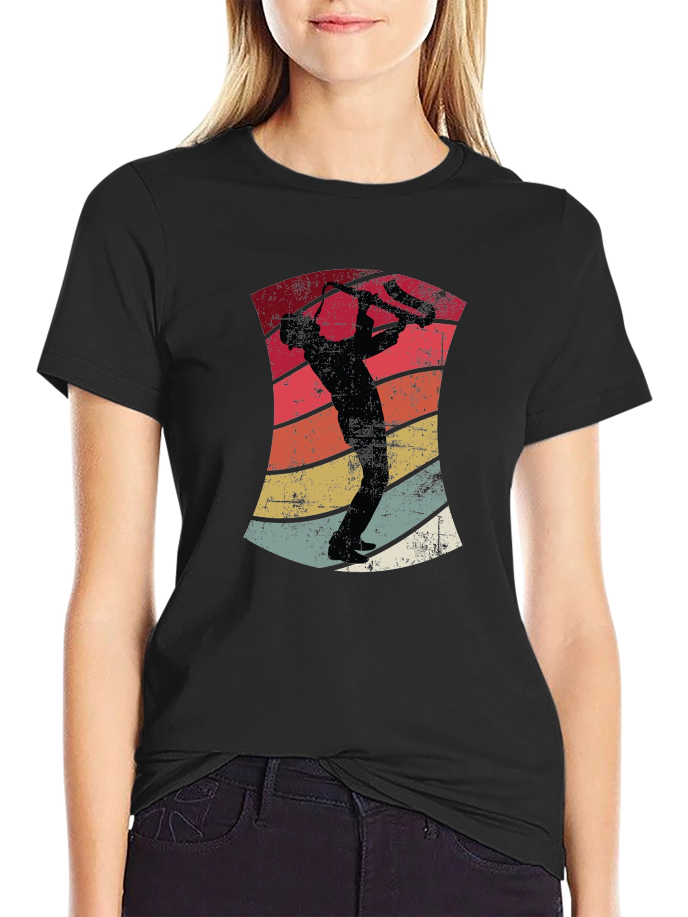Retro Saxophone Player Graphic T-Shirt