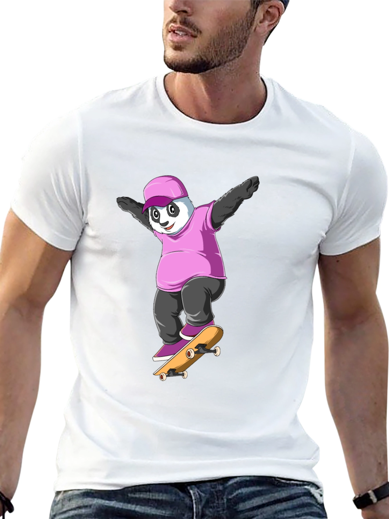 Panda Skateboard Graphic T-Shirt
