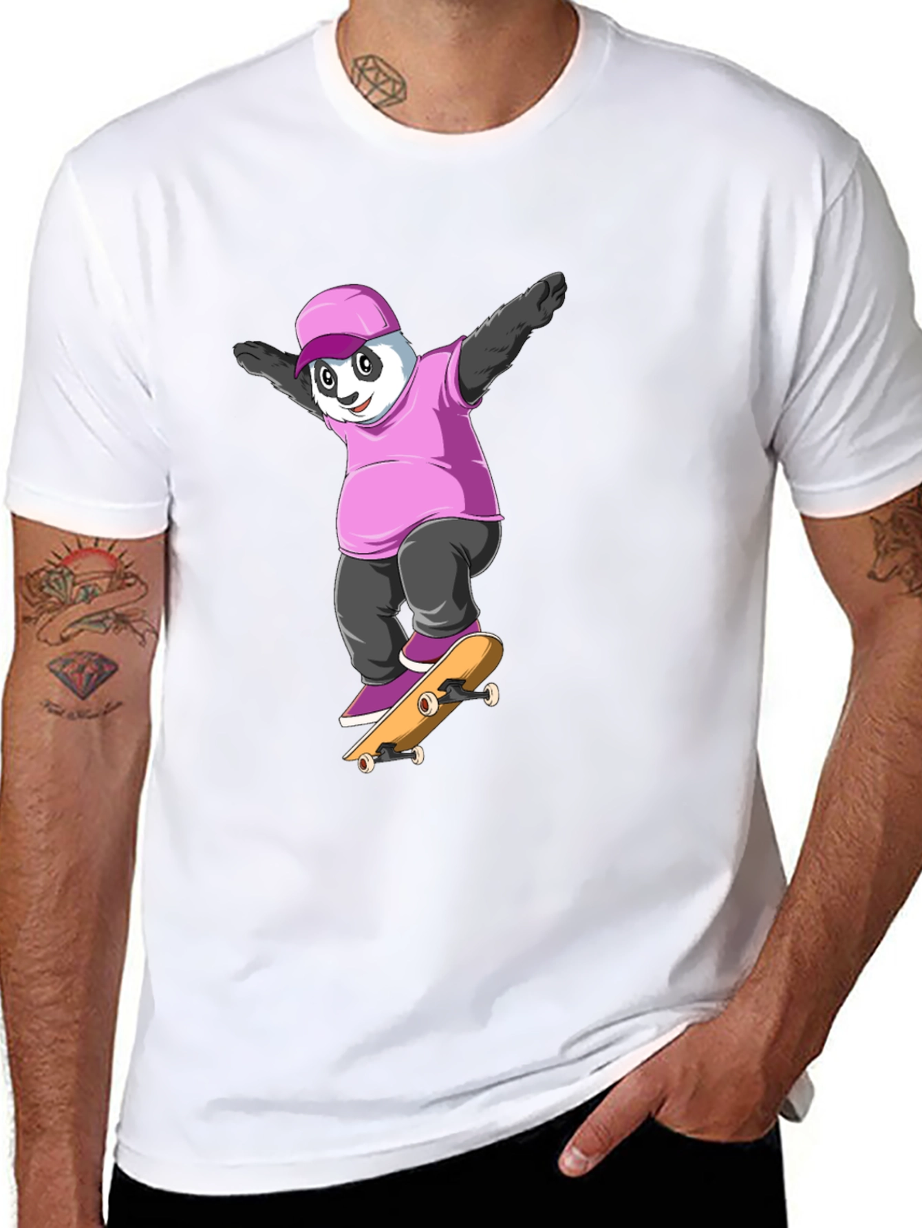 Panda Skateboard Graphic T-Shirt