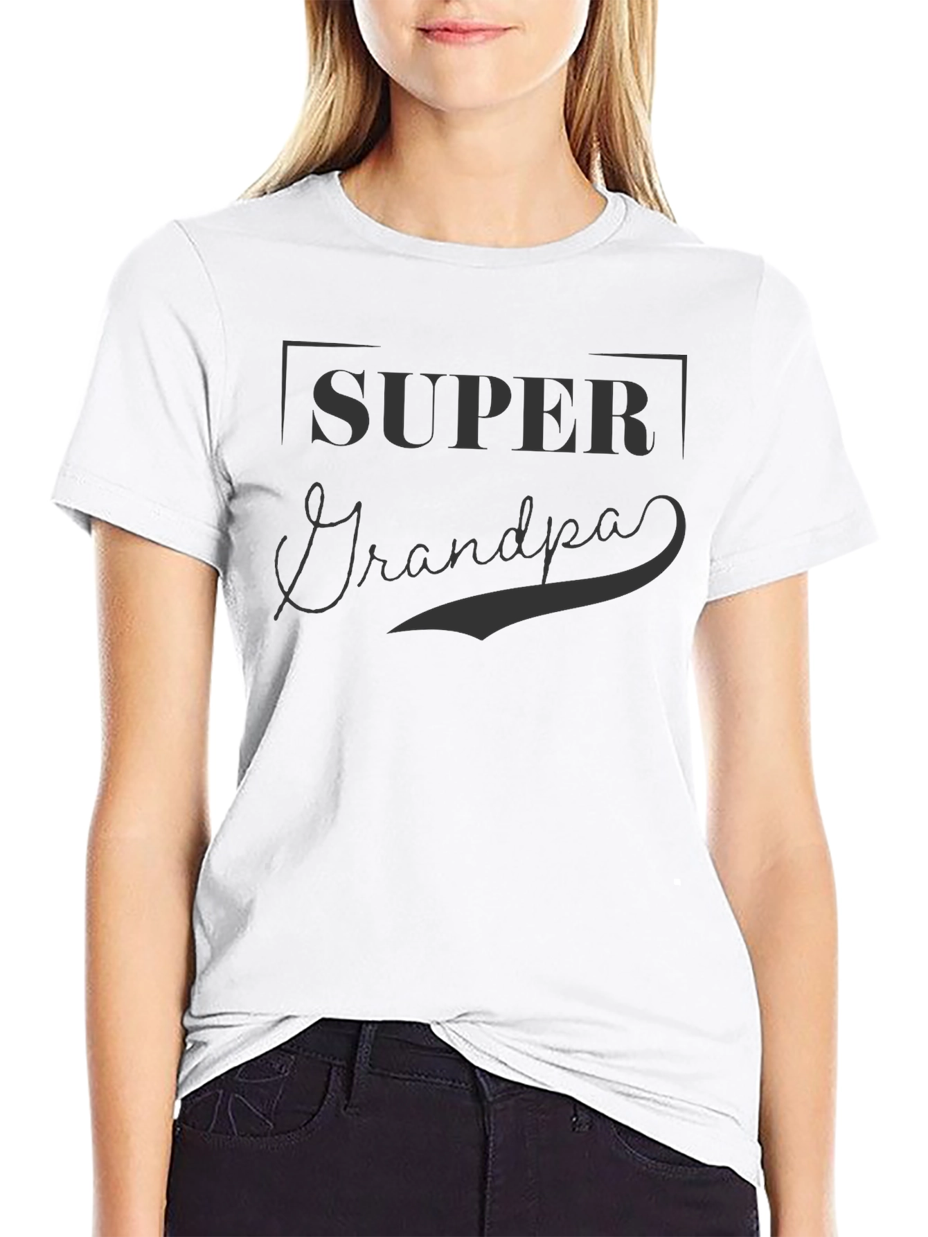 Super Grandpa T-Shirt - Black Crew Neck