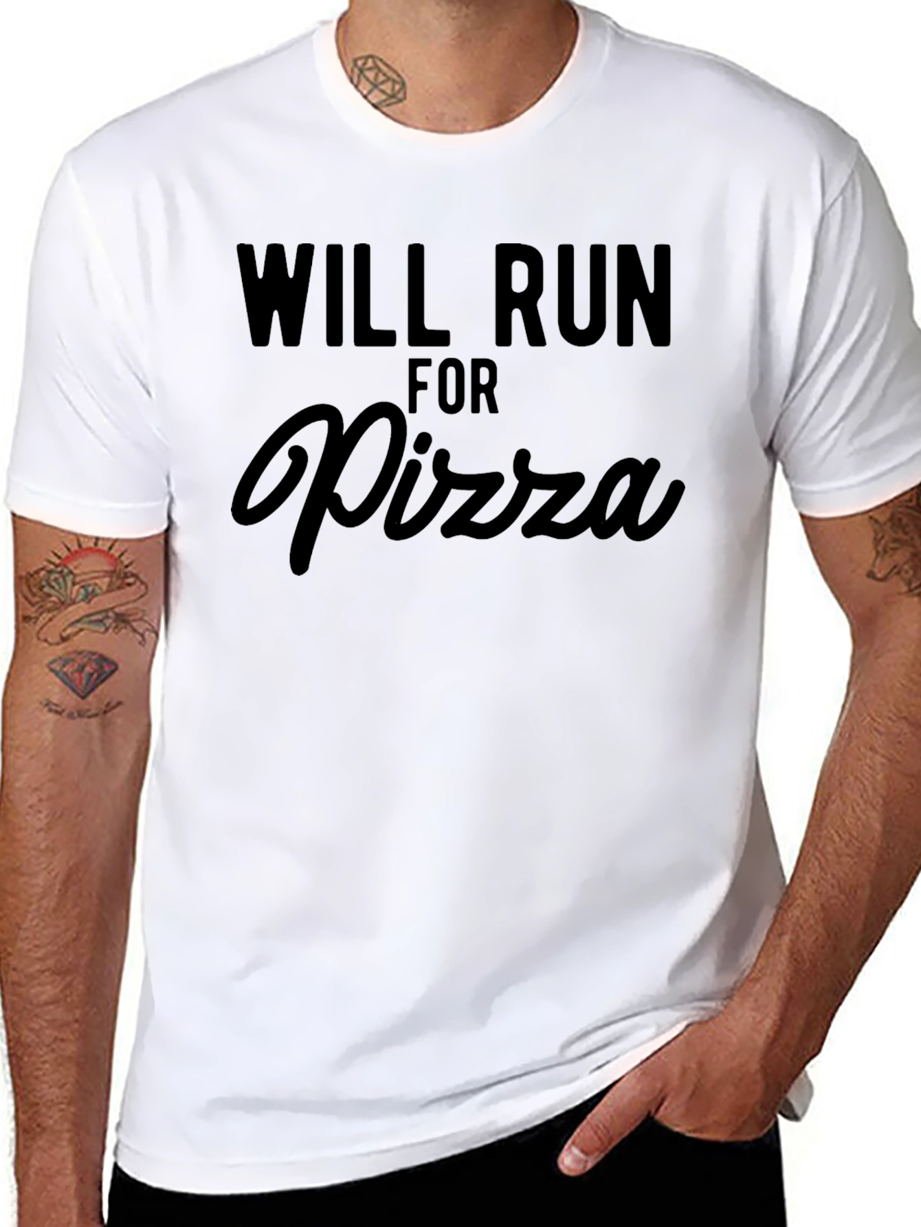 Will Run For Pizza - Funny Graphic Tee